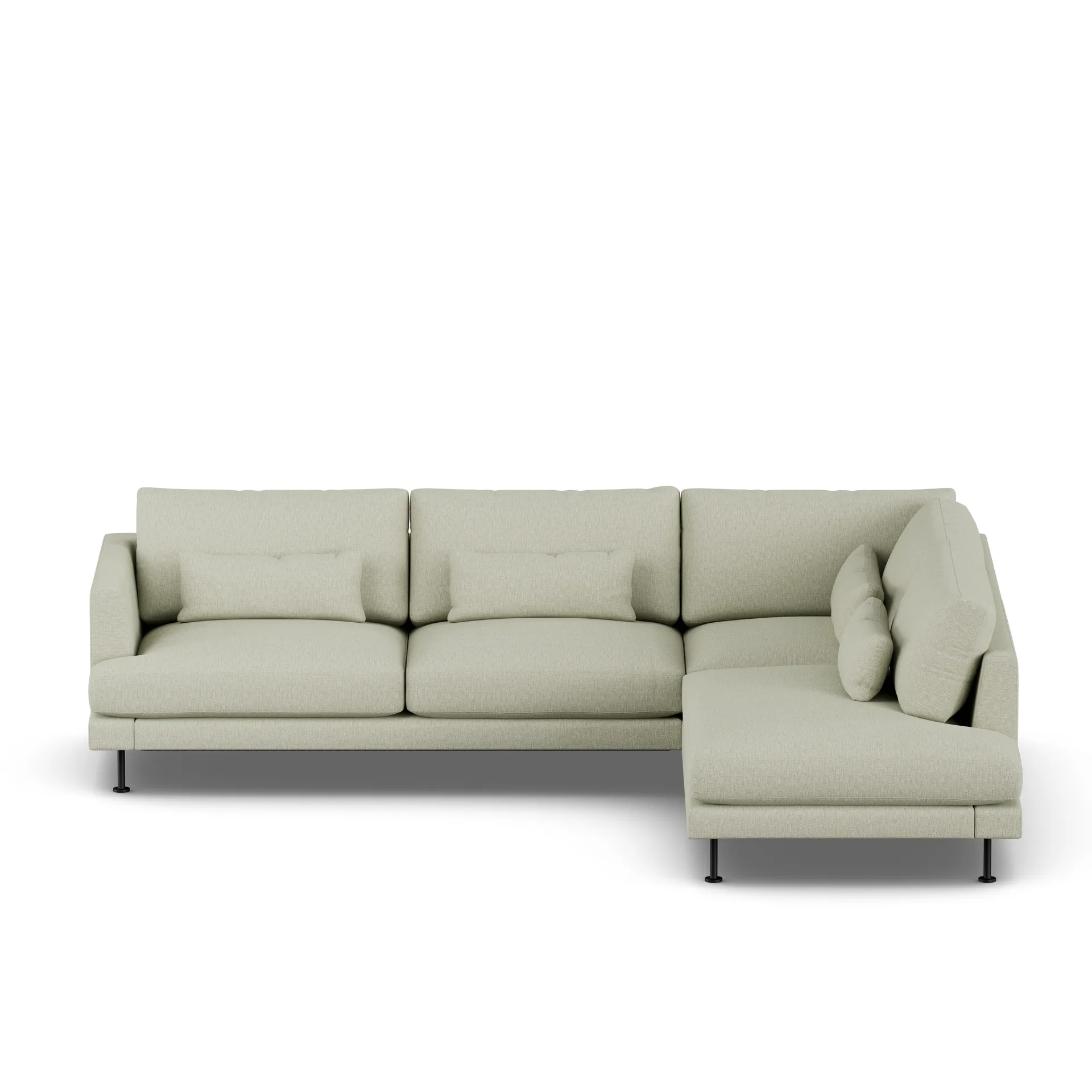 Bredhult sofa, Luiza Beige 3981-svart stål, 3-seters A1 1898