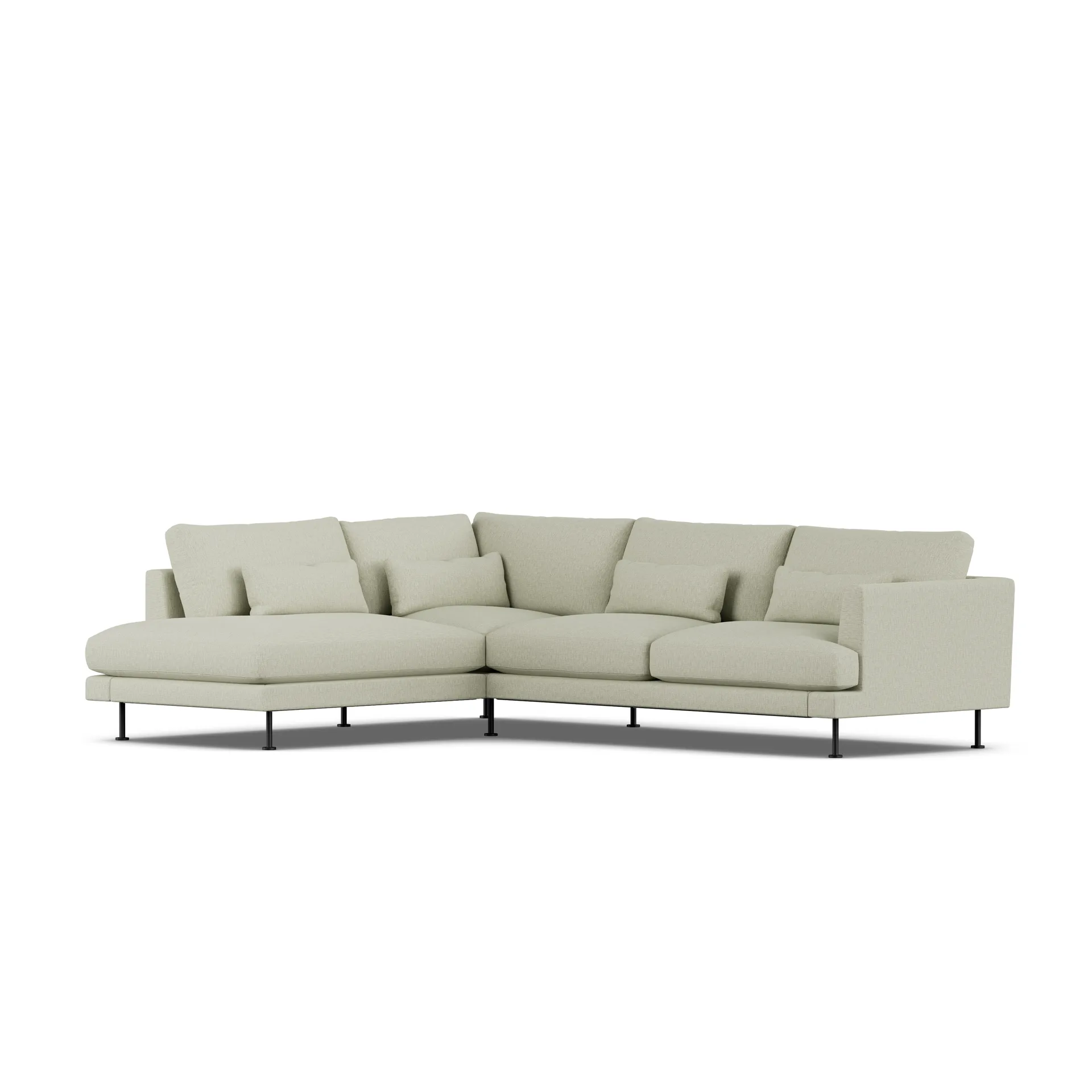Bredhult sofa, Luiza Beige 3981-svart stål, 3-seters A2 1898