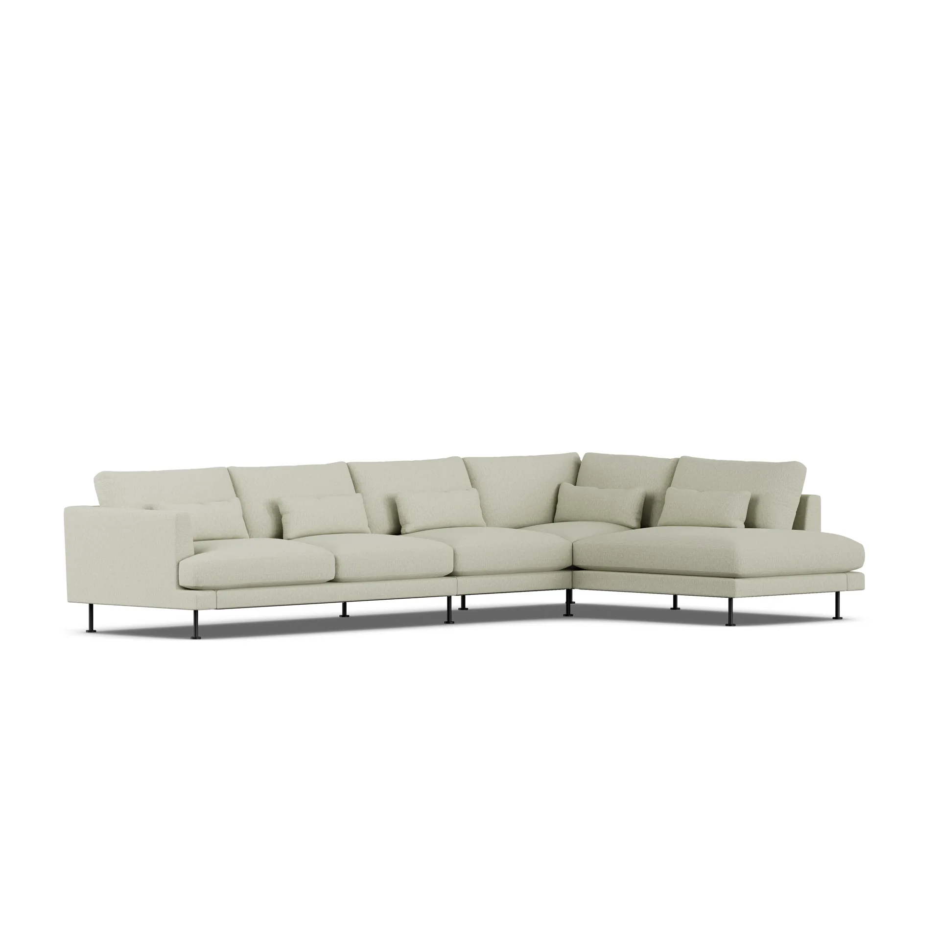 Bredhult sofa, Luiza Beige 3981-svart stål, 4-seters B1 1898