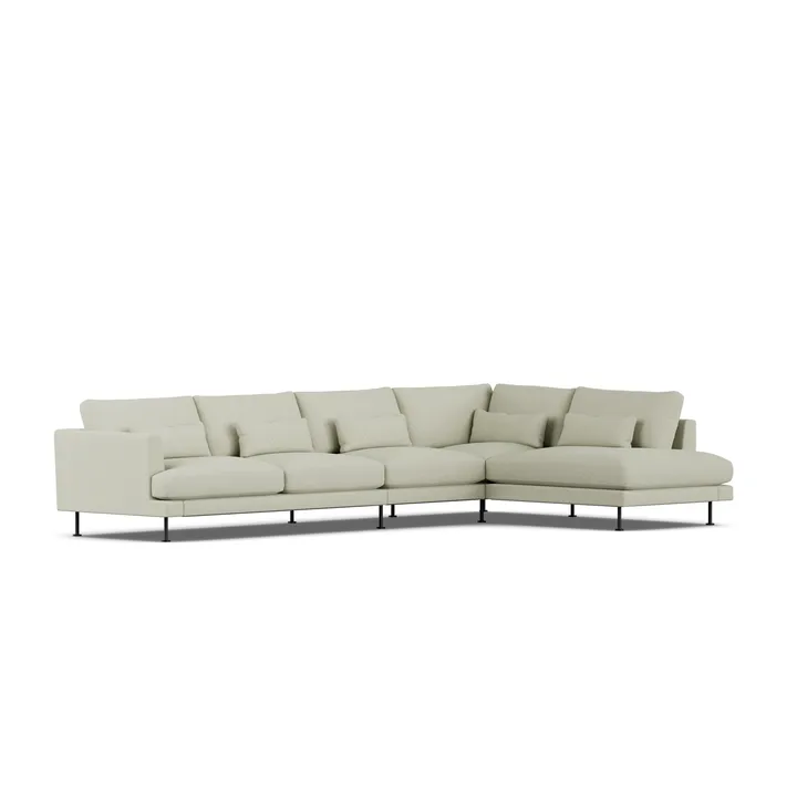 Bredhult sofa - Luiza Beige 3981-svart stål, 4-seters B1 - 1898