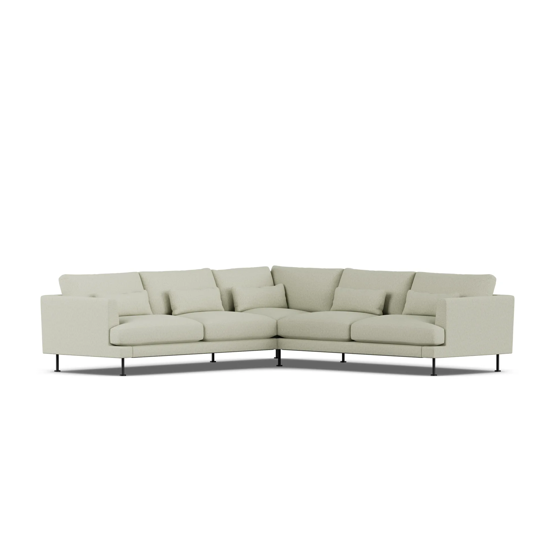 Bredhult sofa, Luiza Beige 3981-svart stål, hjørnesofa F 1898