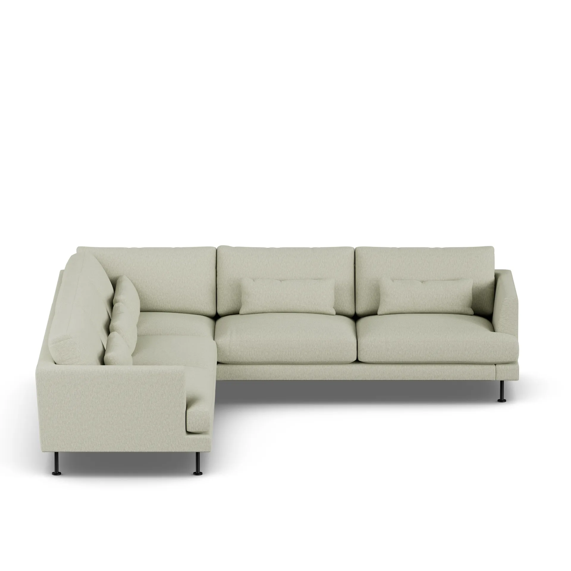 Bredhult sofa, Luiza Beige 3981-svart stål, hjørnesofa F 1898