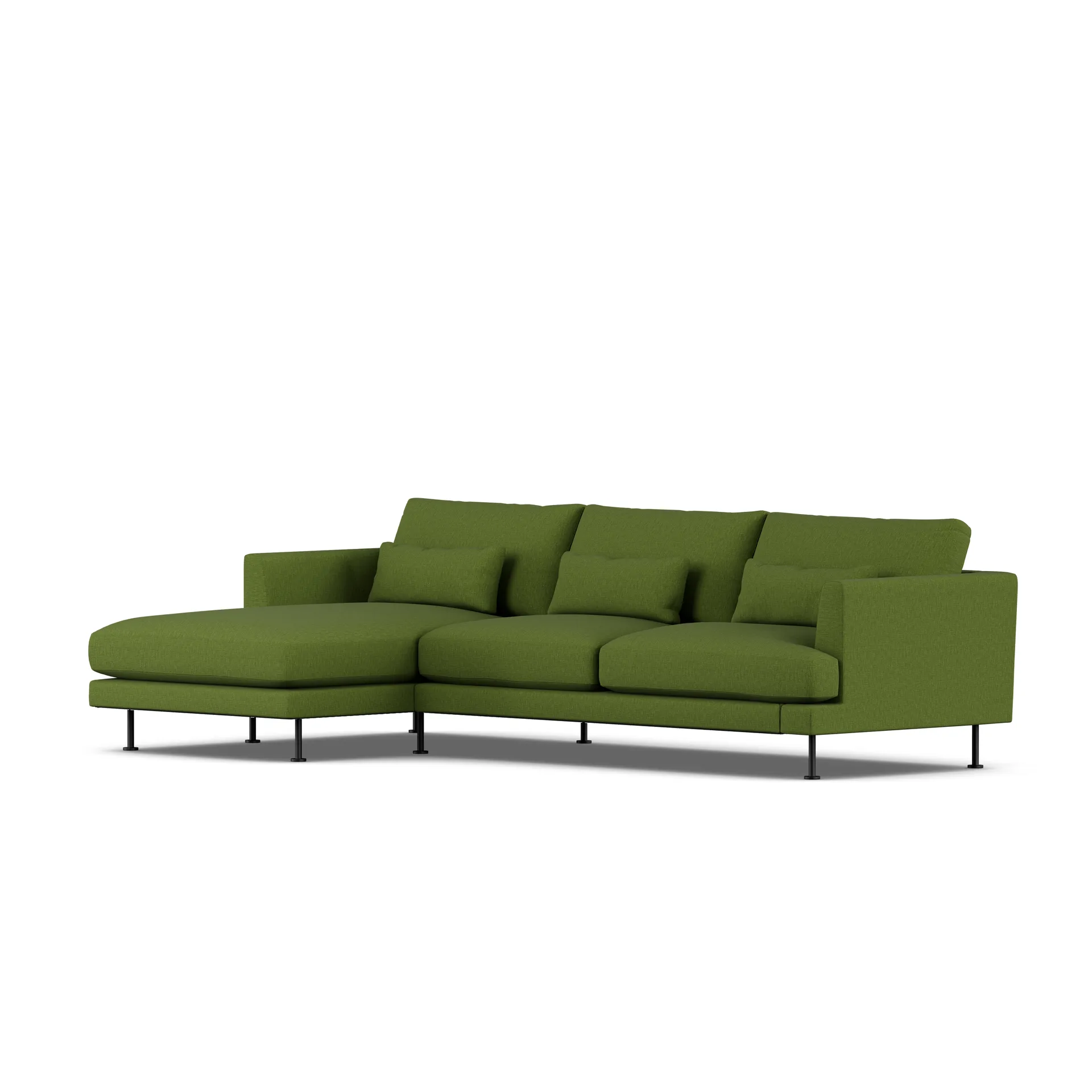 Bredhult sofa, Luiza Green 3975-svart stål, 2,5-seters C2 1898