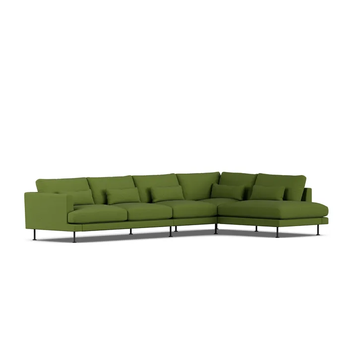 Bredhult sofa - Luiza Green 3975-svart stål, 4-seters B1 - 1898