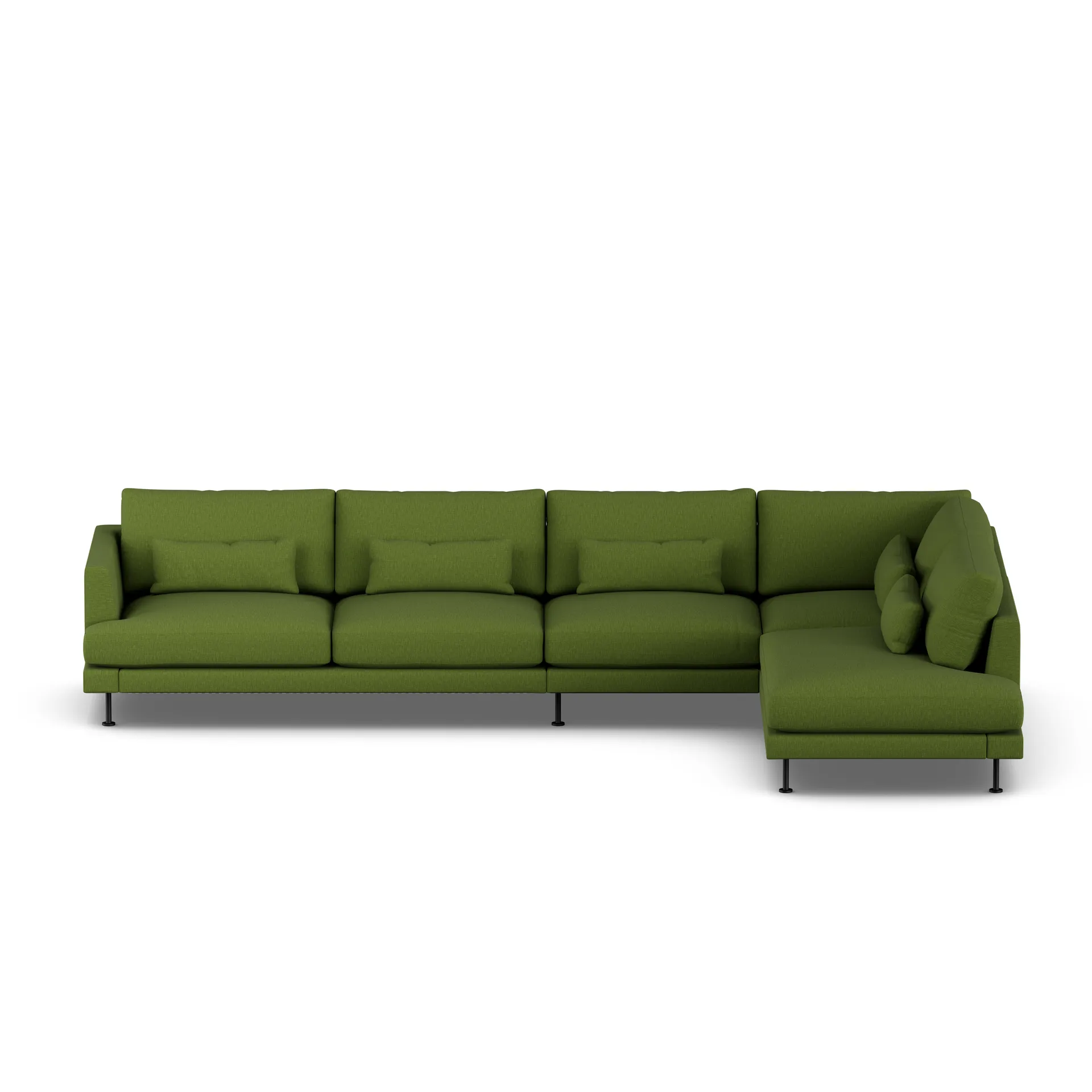 Bredhult sofa, Luiza Green 3975-svart stål, 4-seters B1 1898