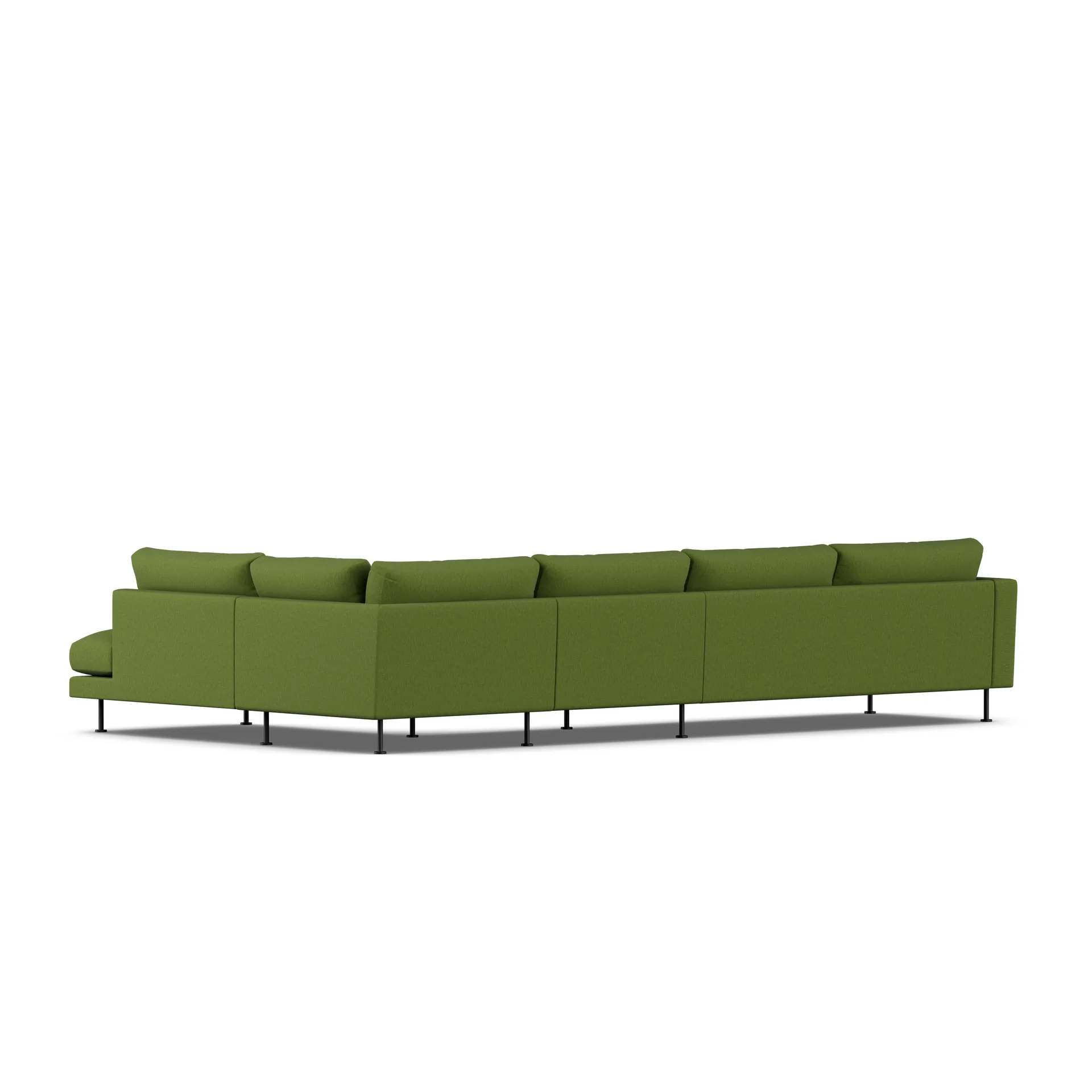 Bredhult sofa, Luiza Green 3975-svart stål, 4-seters B1 1898