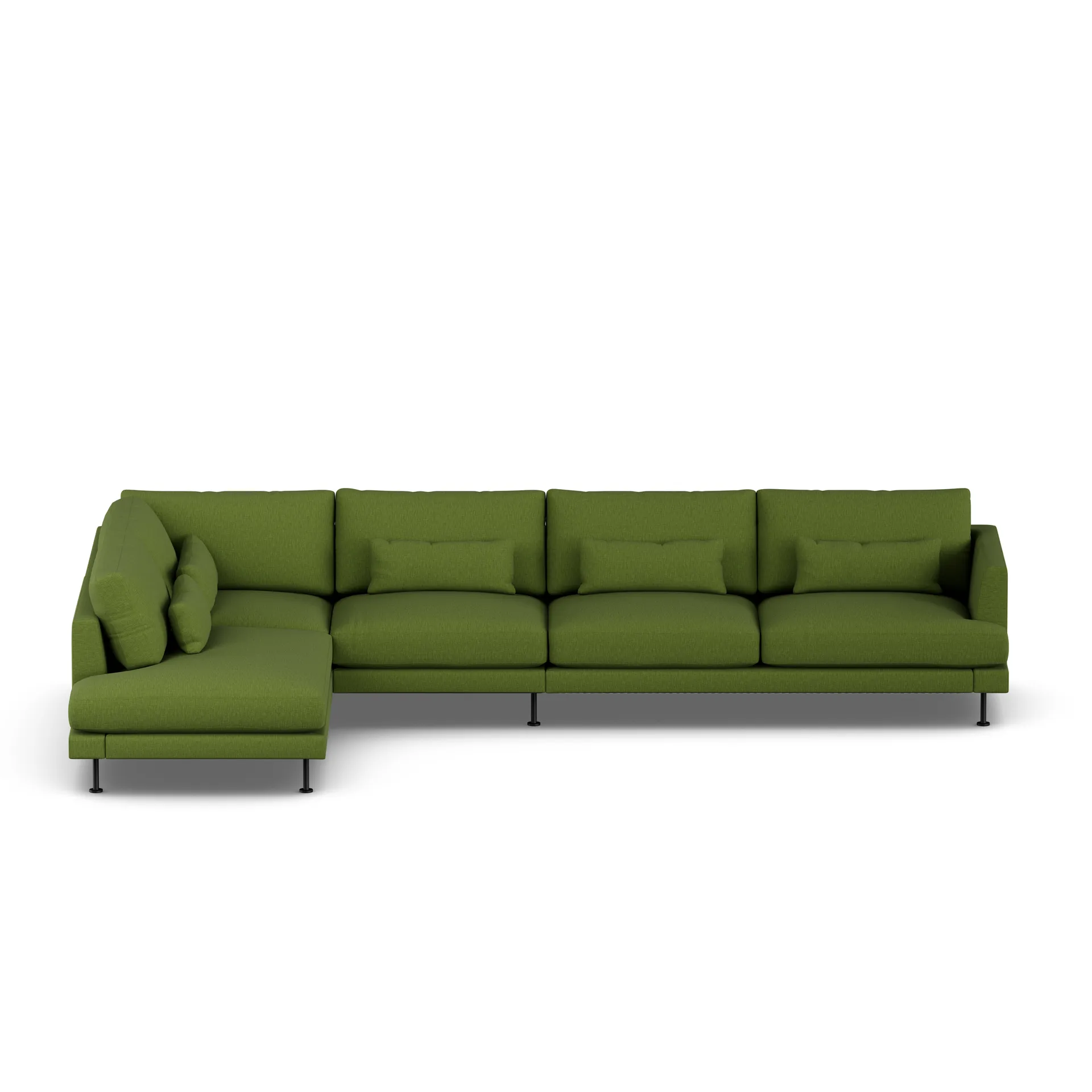 Bredhult sofa, Luiza Green 3975-svart stål, 4-seters B2 1898