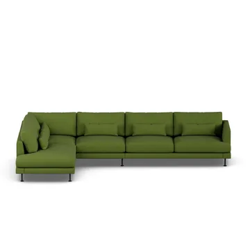 Bredhult sofa - Luiza Green 3975-svart stål, 4-seters B2 - 1898