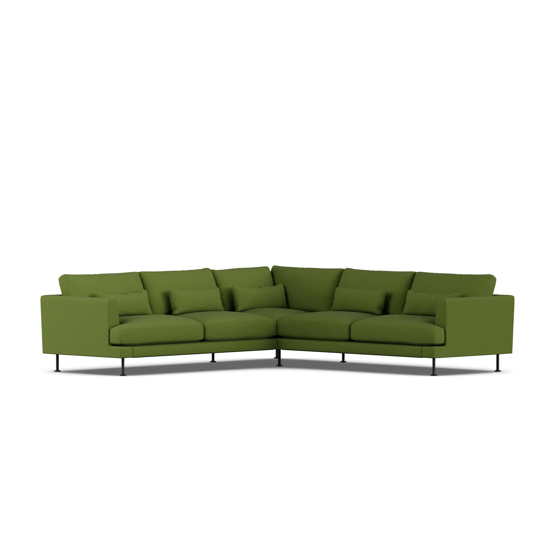 Bredhult sofa, Luiza Green 3975-svart stål, hjørnesofa F 1898