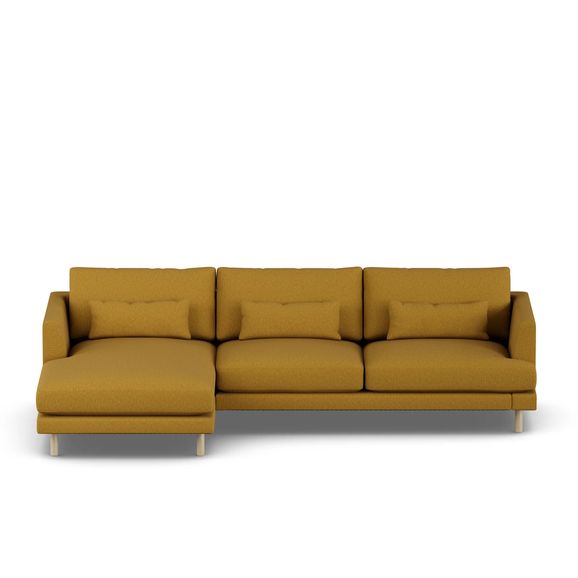 Bredhult sofa, Luiza Mustard 3972-hvitoljet eik, 2,5-seters C2 1898