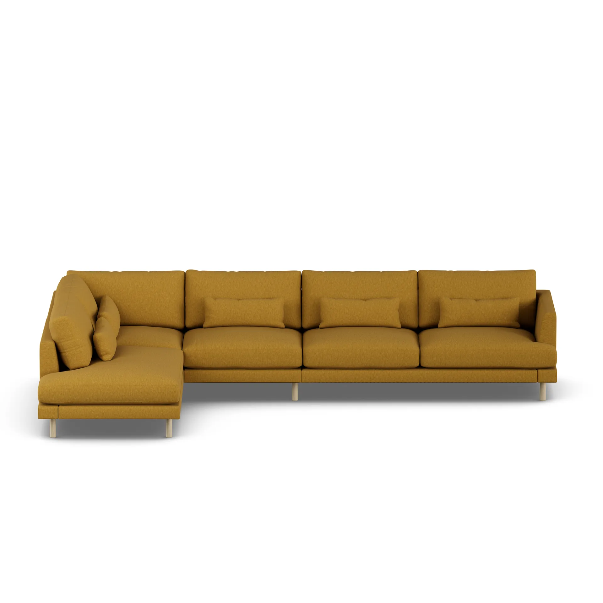 Bredhult sofa, Luiza Mustard 3972-hvitoljet eik, 4-seters B2 1898