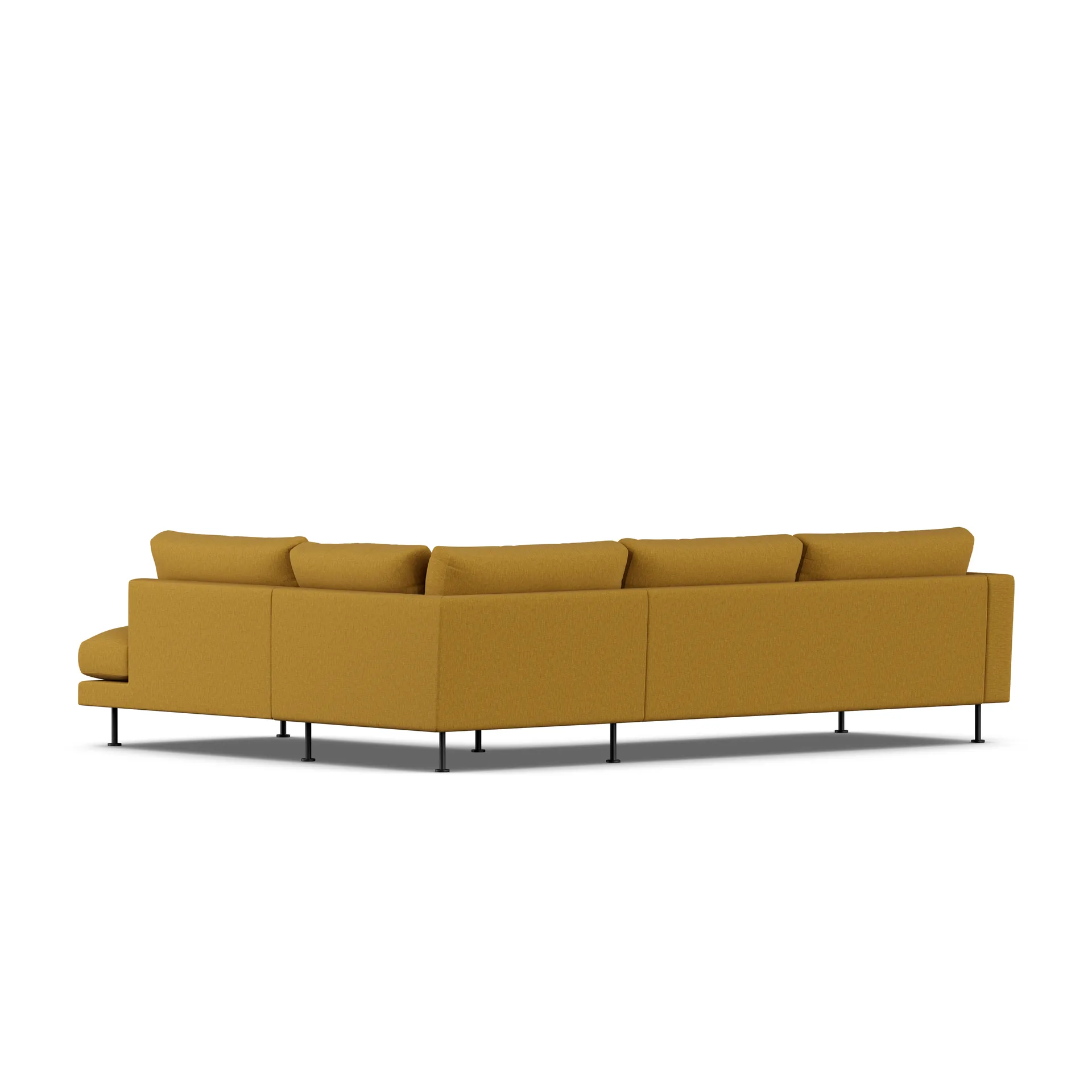 Bredhult sofa, Luiza Mustard 3972-svart stål, 3-seters A1 1898