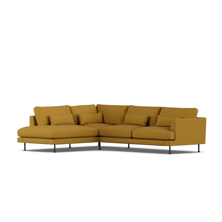Bredhult sofa - Luiza Mustard 3972-svart stål, 3-seters A2 - 1898