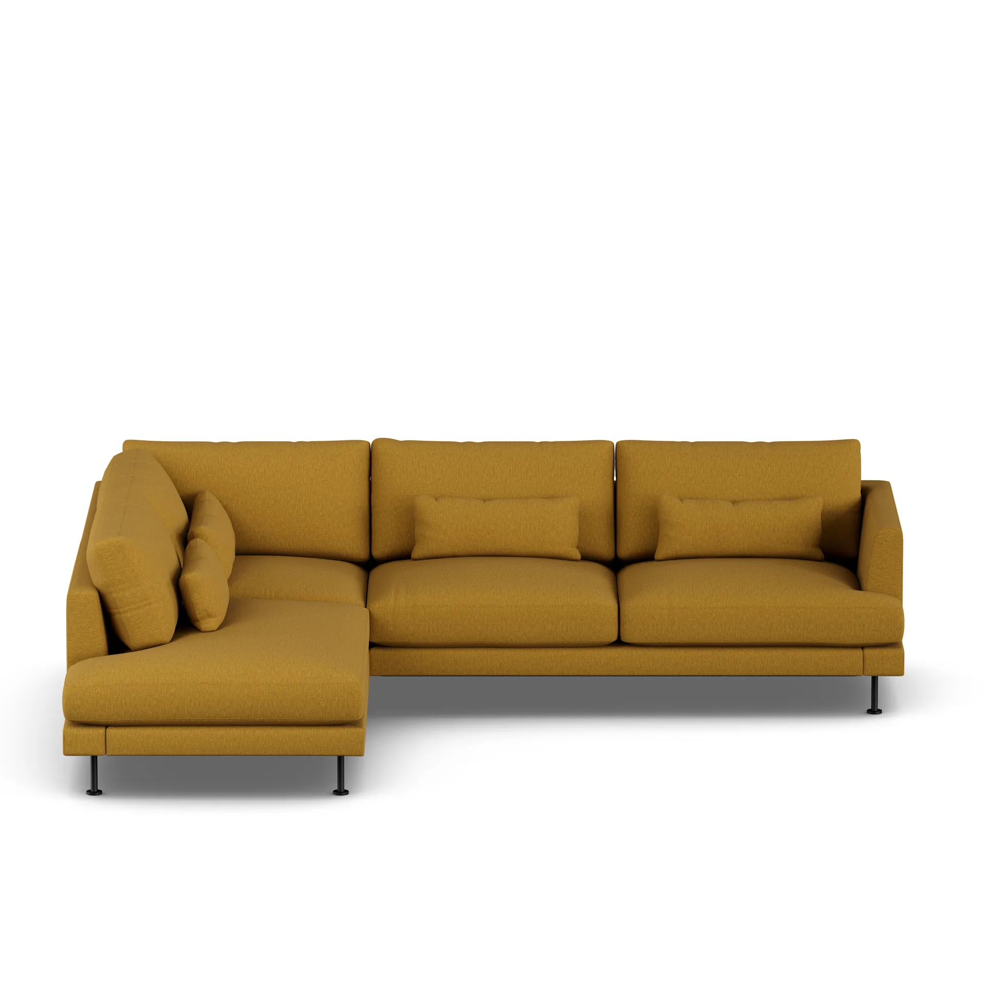 Bredhult sofa, Luiza Mustard 3972-svart stål, 3-seters A2 1898