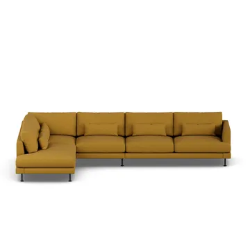 Bredhult sofa - Luiza Mustard 3972-svart stål, 4-seters B2 - 1898