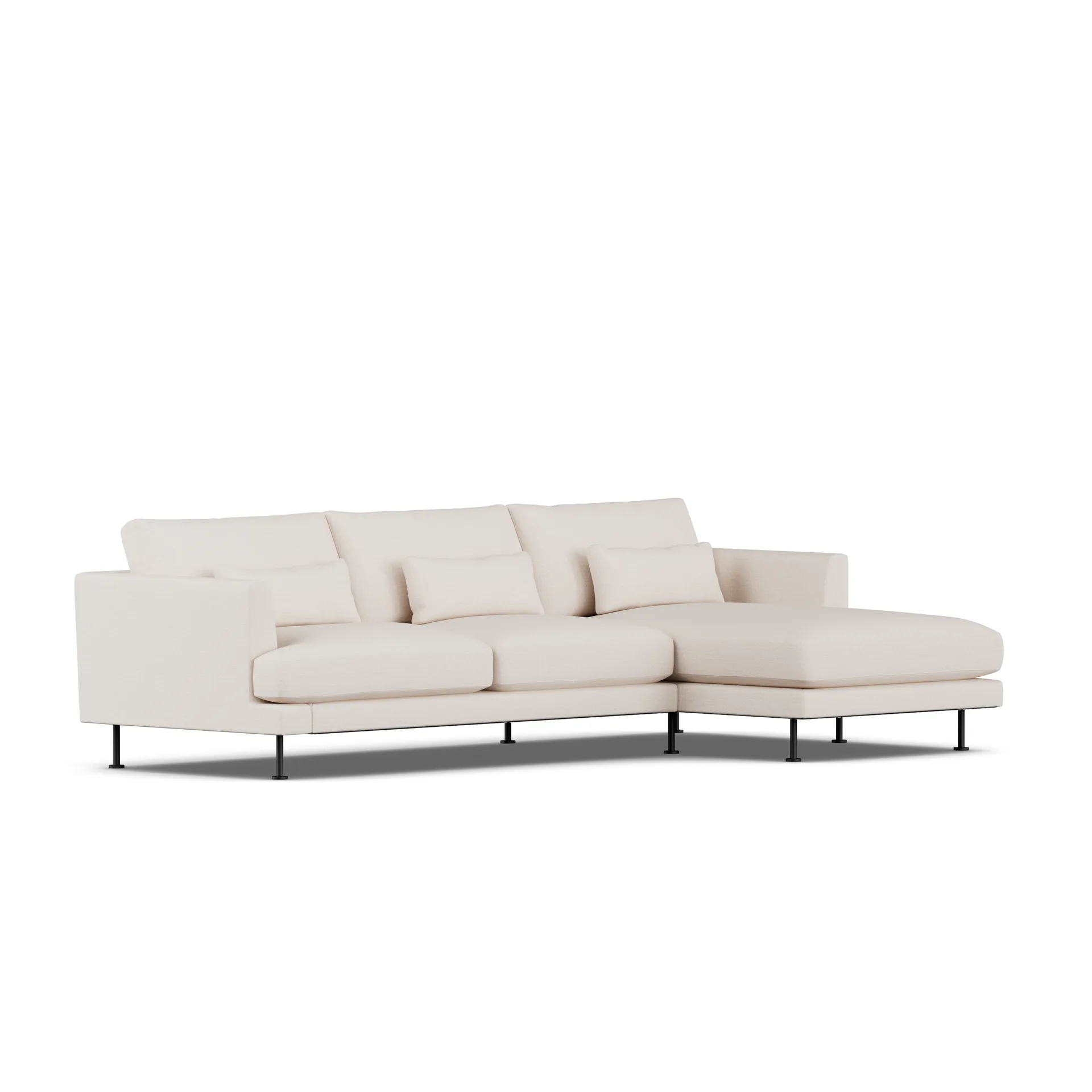 Bredhult sofa, Same Off White 6671-svart stål, 2,5-seters C1 1898