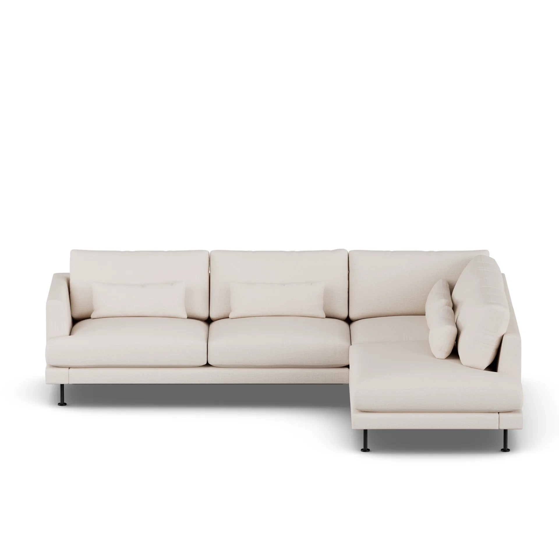 Bredhult sofa, Same Off White 6671-svart stål, 3-seters A1 1898