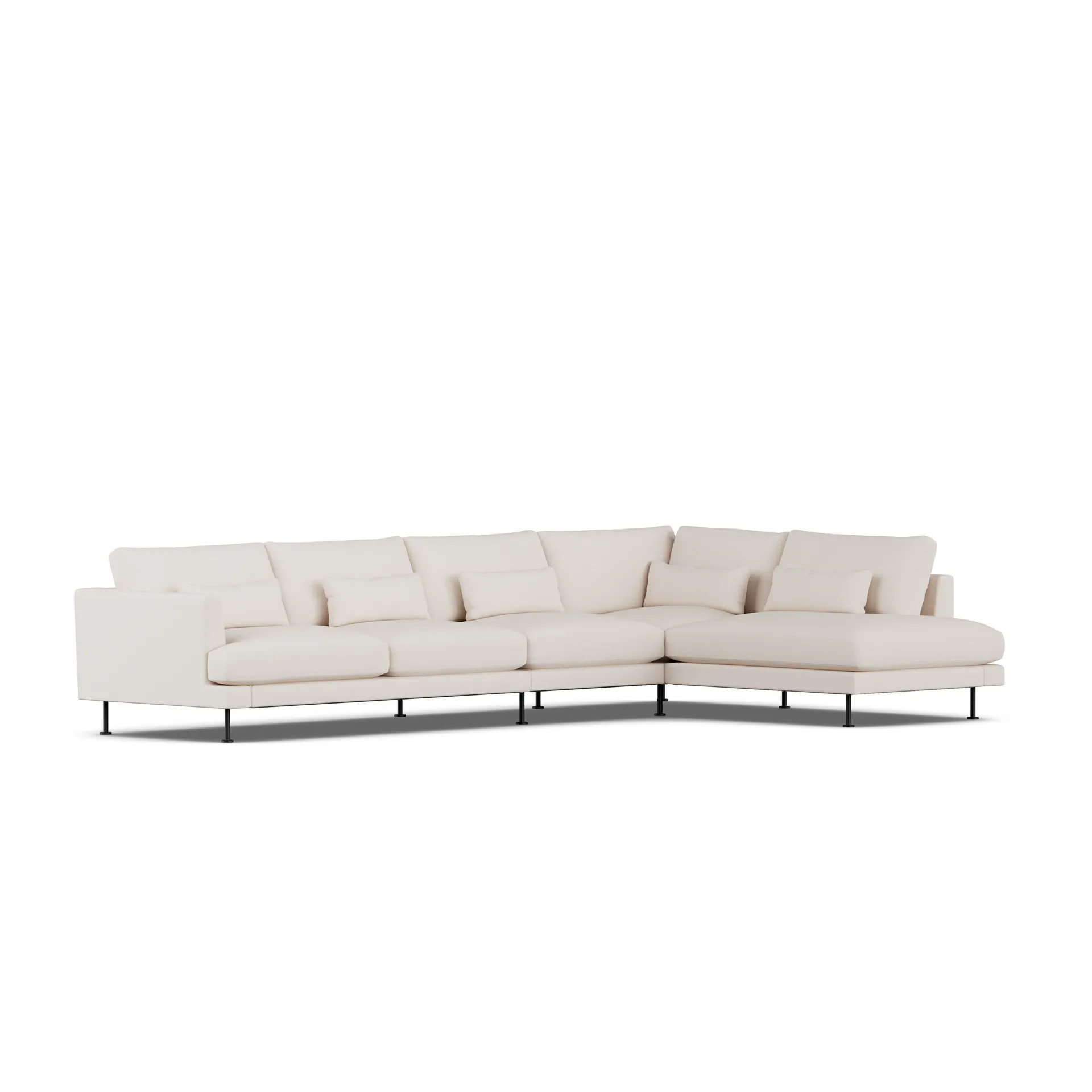 Bredhult sofa, Same Off White 6671-svart stål, 4-seters B1 1898
