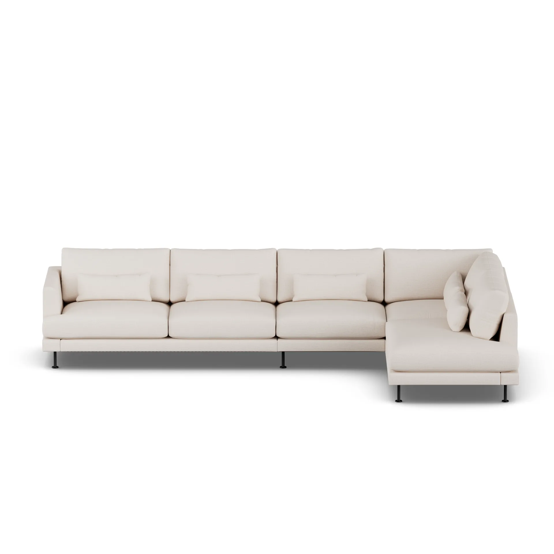 Bredhult sofa, Same Off White 6671-svart stål, 4-seters B1 1898