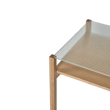 Lid sofabord - Hvitpigmentert eik-glass, 125x50 cm - 1898