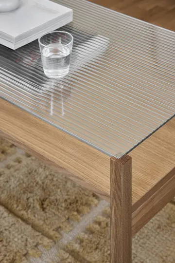 Lid sofabord - Hvitpigmentert eik-glass, 125x50 cm - 1898