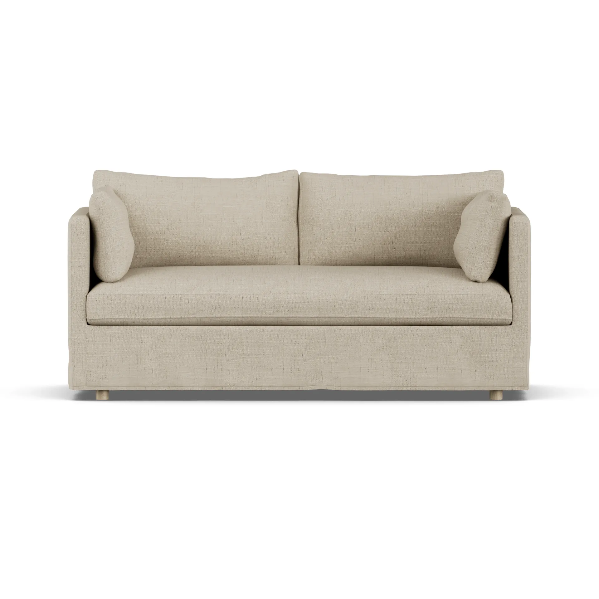 Linnevik sofa, Bern beige 0341-hvitoljet eik, 2-seters, med skjørt 1898