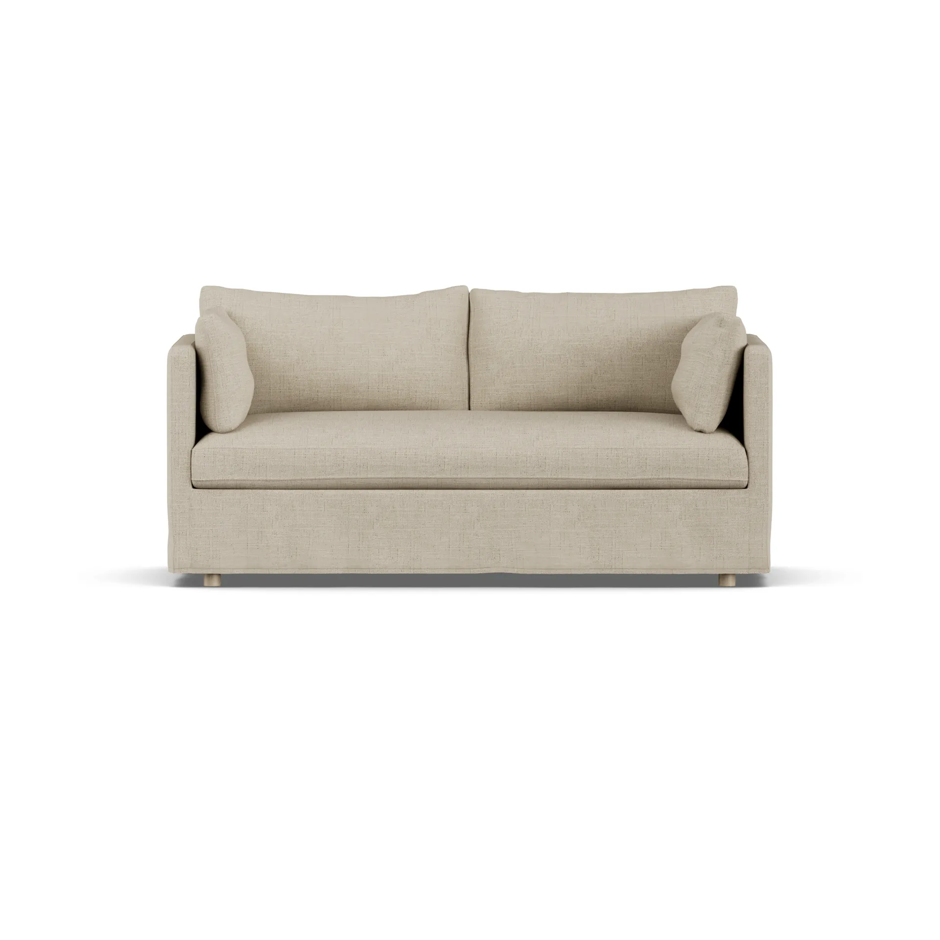 Linnevik sofa, Bern beige 0341-hvitoljet eik, 2-seters, med skjørt 1898