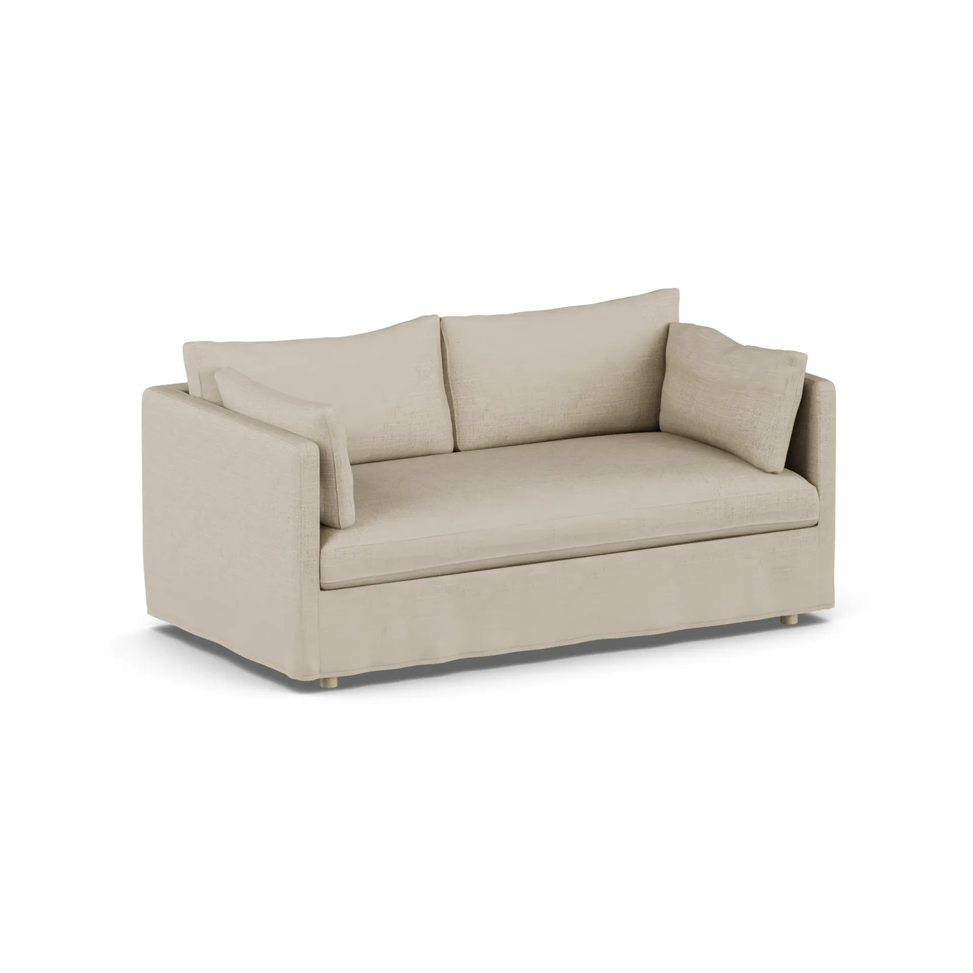 Linnevik sofa, Bern beige 0341-hvitoljet eik, 2-seters, med skjørt 1898