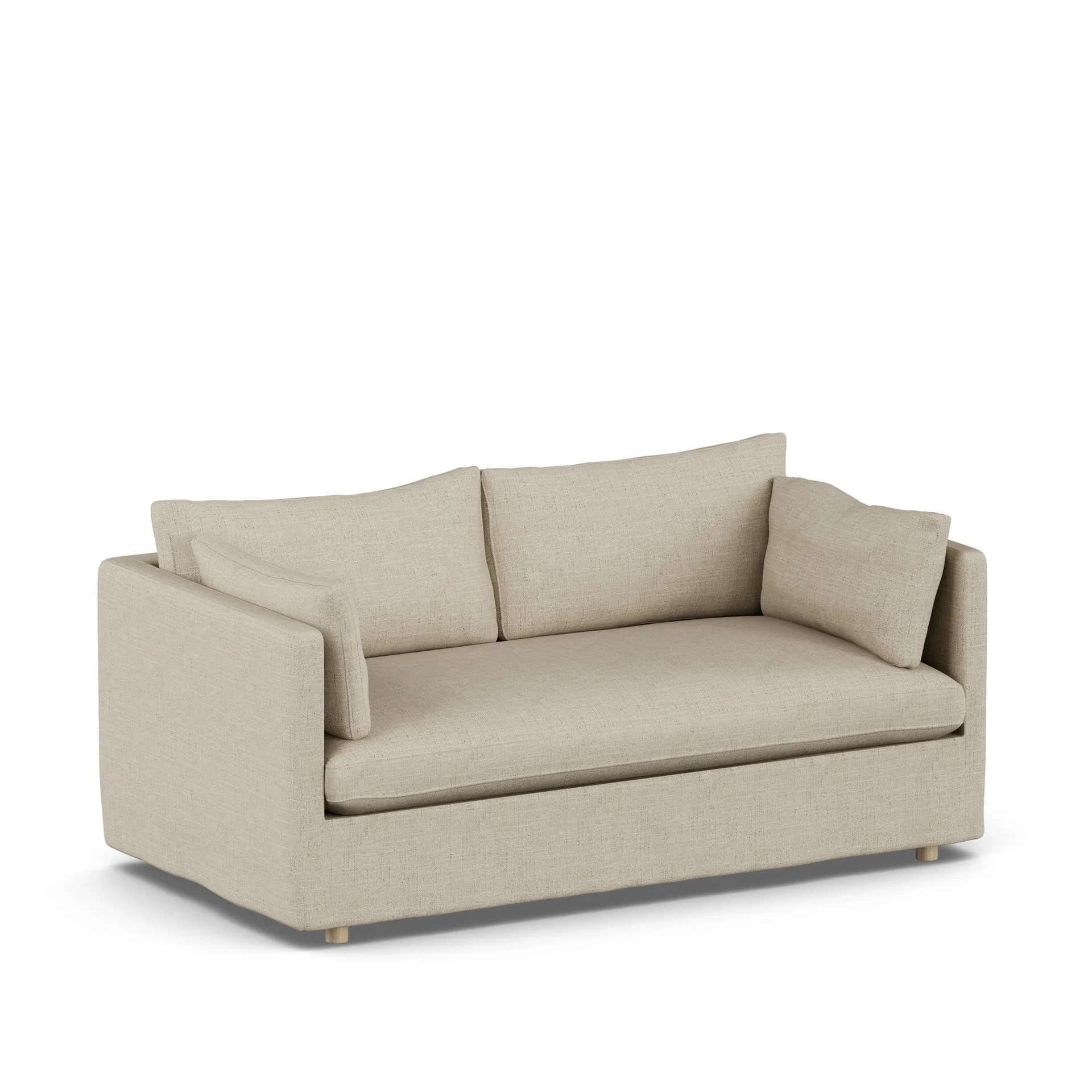 Linnevik sofa, Bern beige 0341-hvitoljet eik, 2-seters, med skjørt 1898
