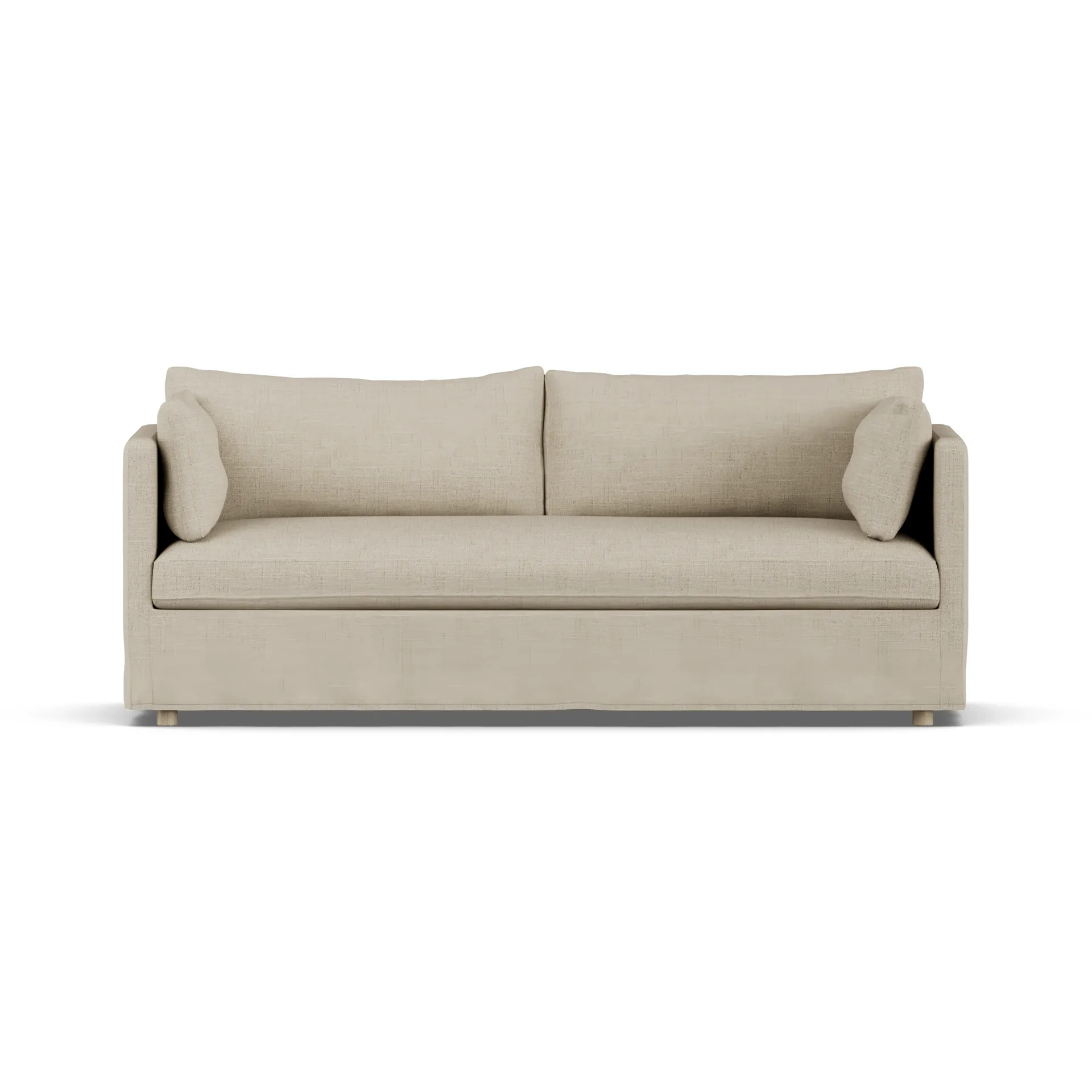 Linnevik sofa, Bern Beige 0341-hvitoljet eik, 3-seters, med skjørt 1898