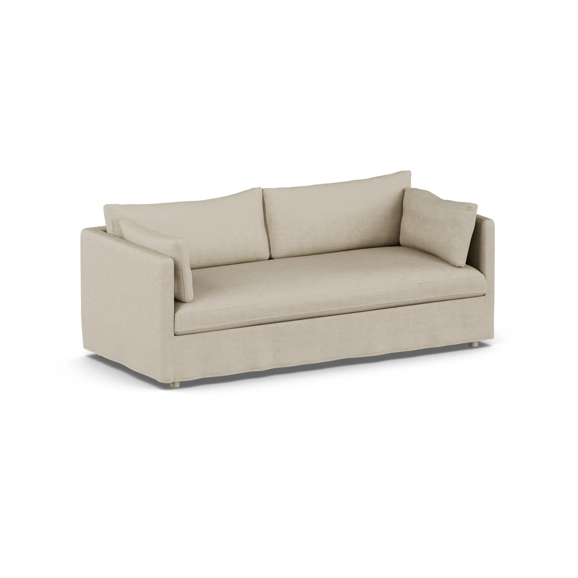 Linnevik sofa, Bern Beige 0341-hvitoljet eik, 3-seters, med skjørt 1898