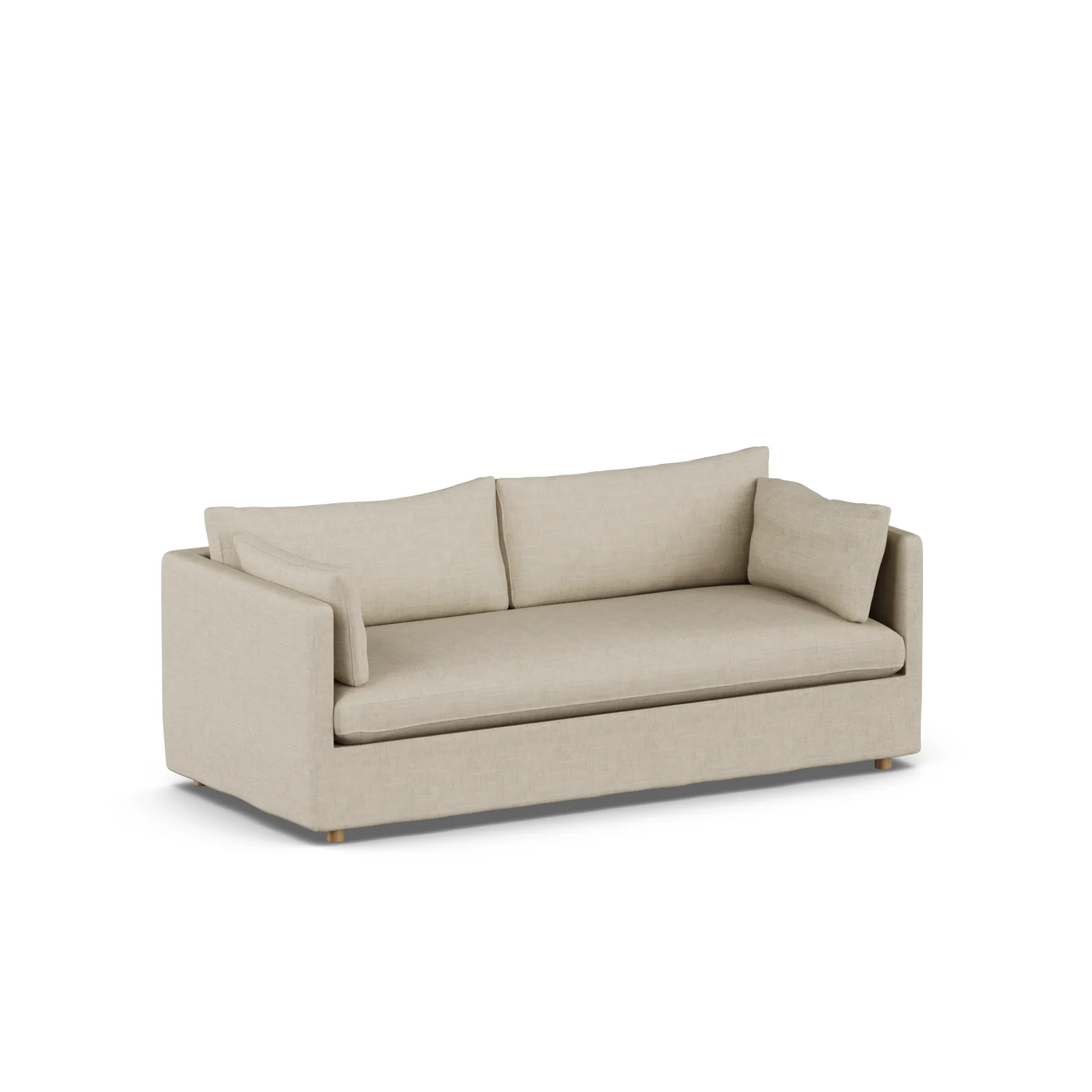 Linnevik sofa, Bern Beige 0341-hvitoljet eik, 3-seters, med skjørt 1898