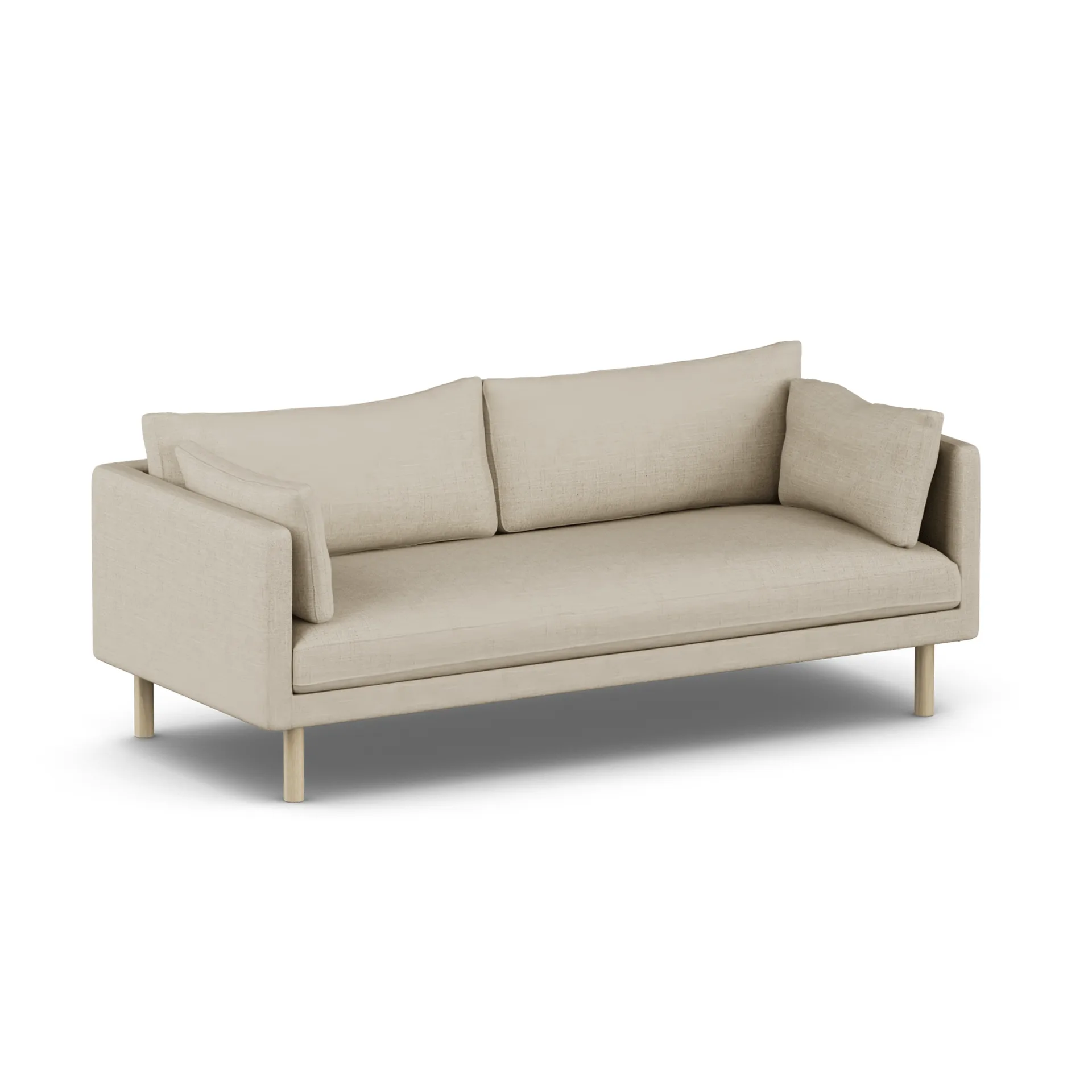 Linnevik sofa, Bern Beige 0341-hvitoljet eik, 3-seters, uten skjørt 1898