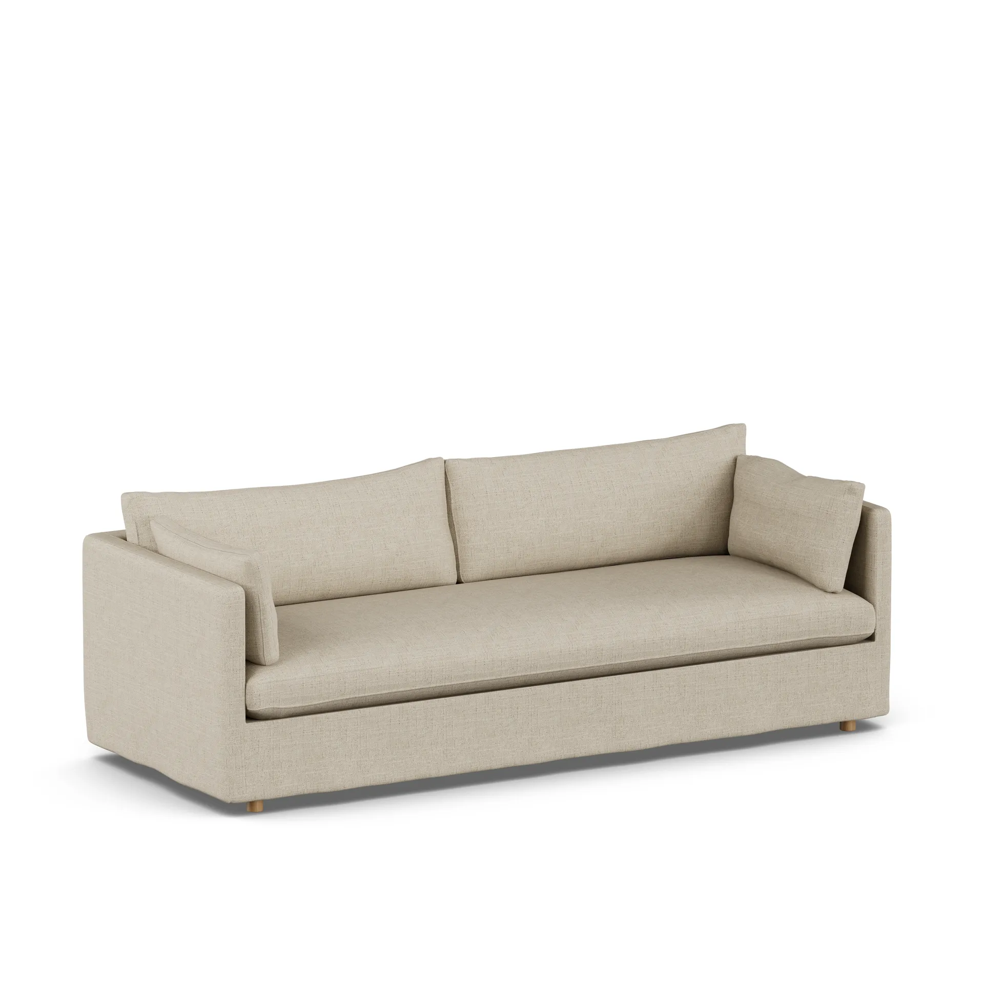 Linnevik sofa, Bern beige 0341-hvitoljet eik, 4-seters, med skjørt 1898