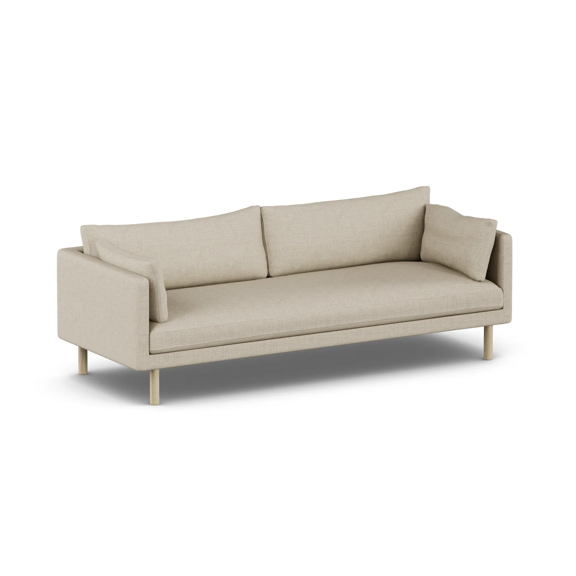 Linnevik sofa, Bern Beige 0341-hvitoljet eik, 4-seters, uten skjørt 1898