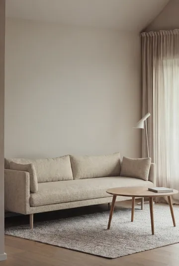 Linnevik sofa - Bern Beige 0341-hvitoljet eik, 4-seters, uten skjørt - 1898