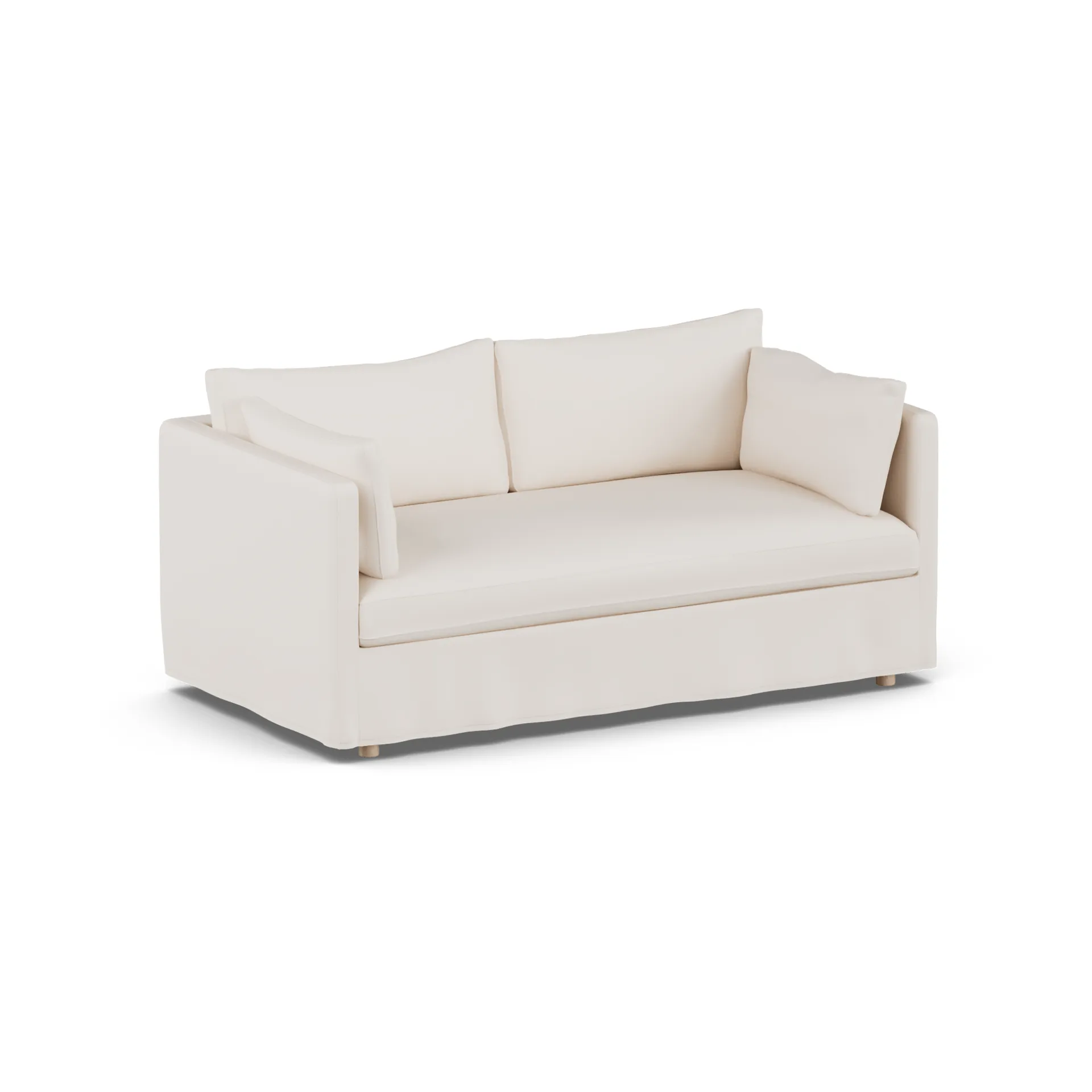 Linnevik sofa, Caleido Beige 9600-hvitoljet eik, 2-seters, med skjørt 1898