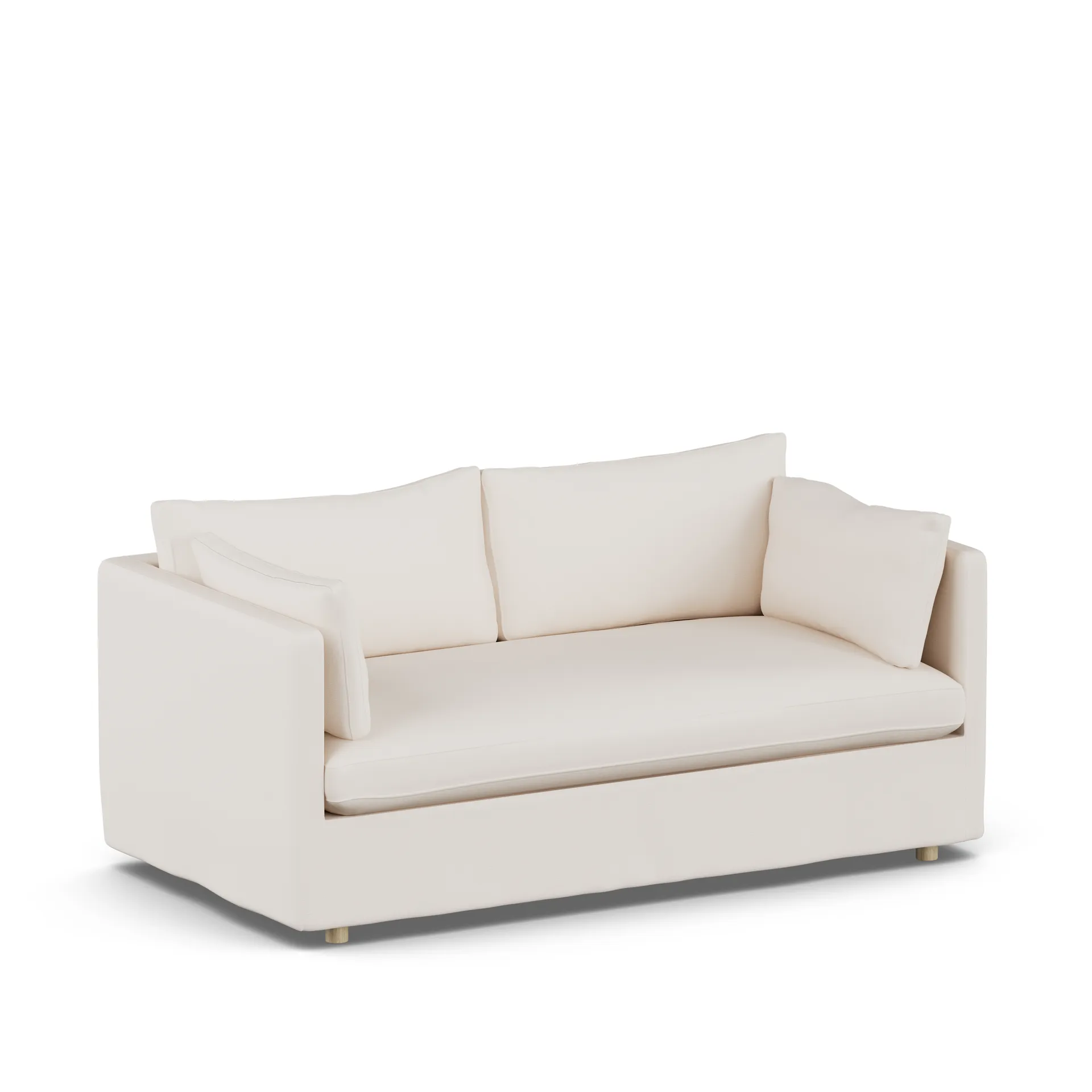 Linnevik sofa, Caleido Beige 9600-hvitoljet eik, 2-seters, med skjørt 1898