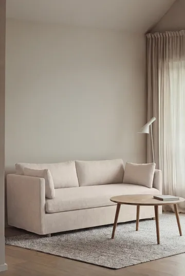 Linnevik sofa - Caleido Beige 9600-hvitoljet eik, 2-seters, med skjørt - 1898