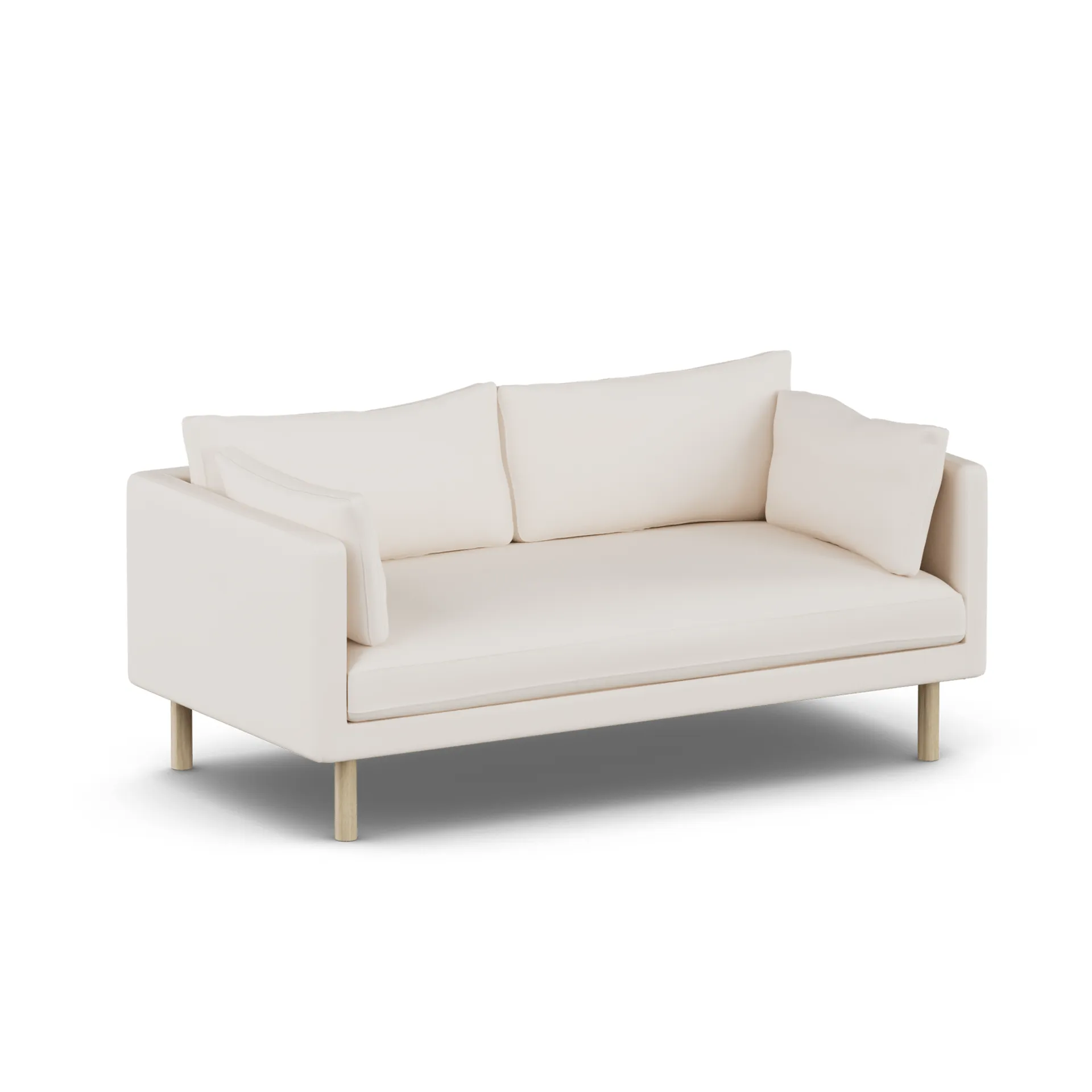 Linnevik sofa, Caleido Beige 9600-hvitoljet eik, 2-seters, uten skjørt 1898
