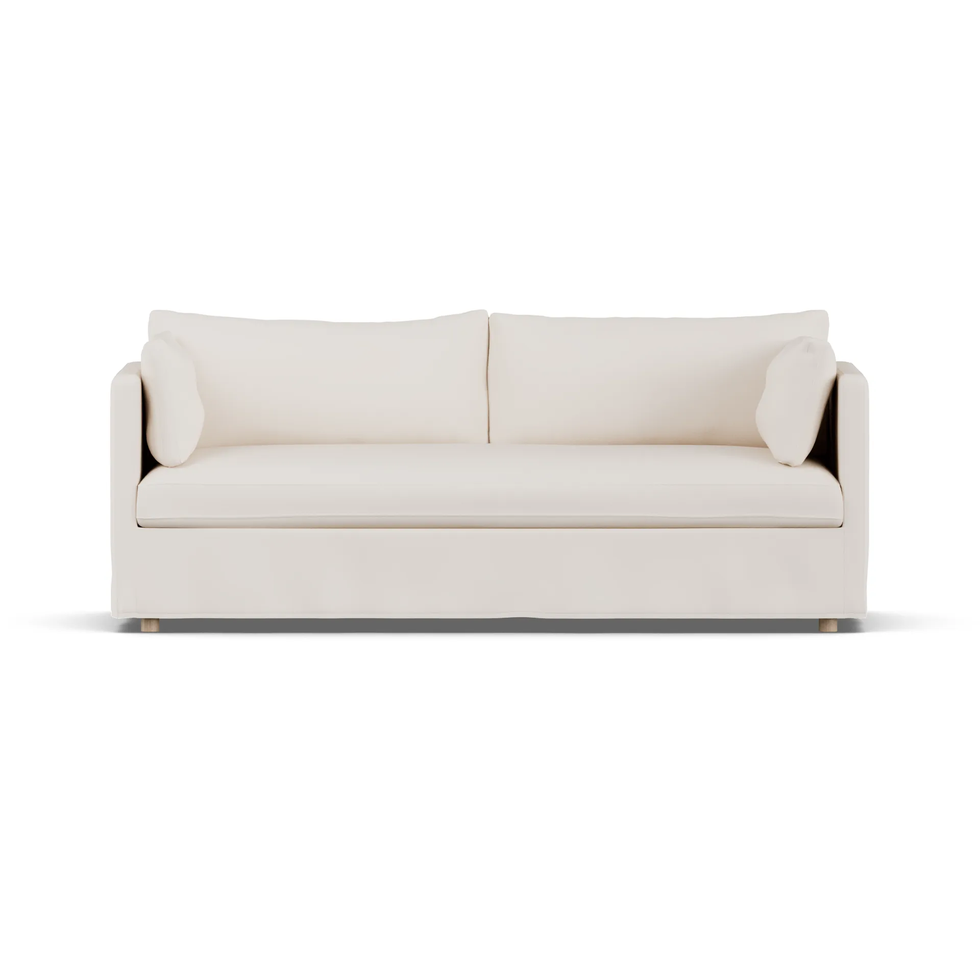 Linnevik sofa, Caleido beige 9600-hvitoljet eik, 3-seters, med skjørt 1898