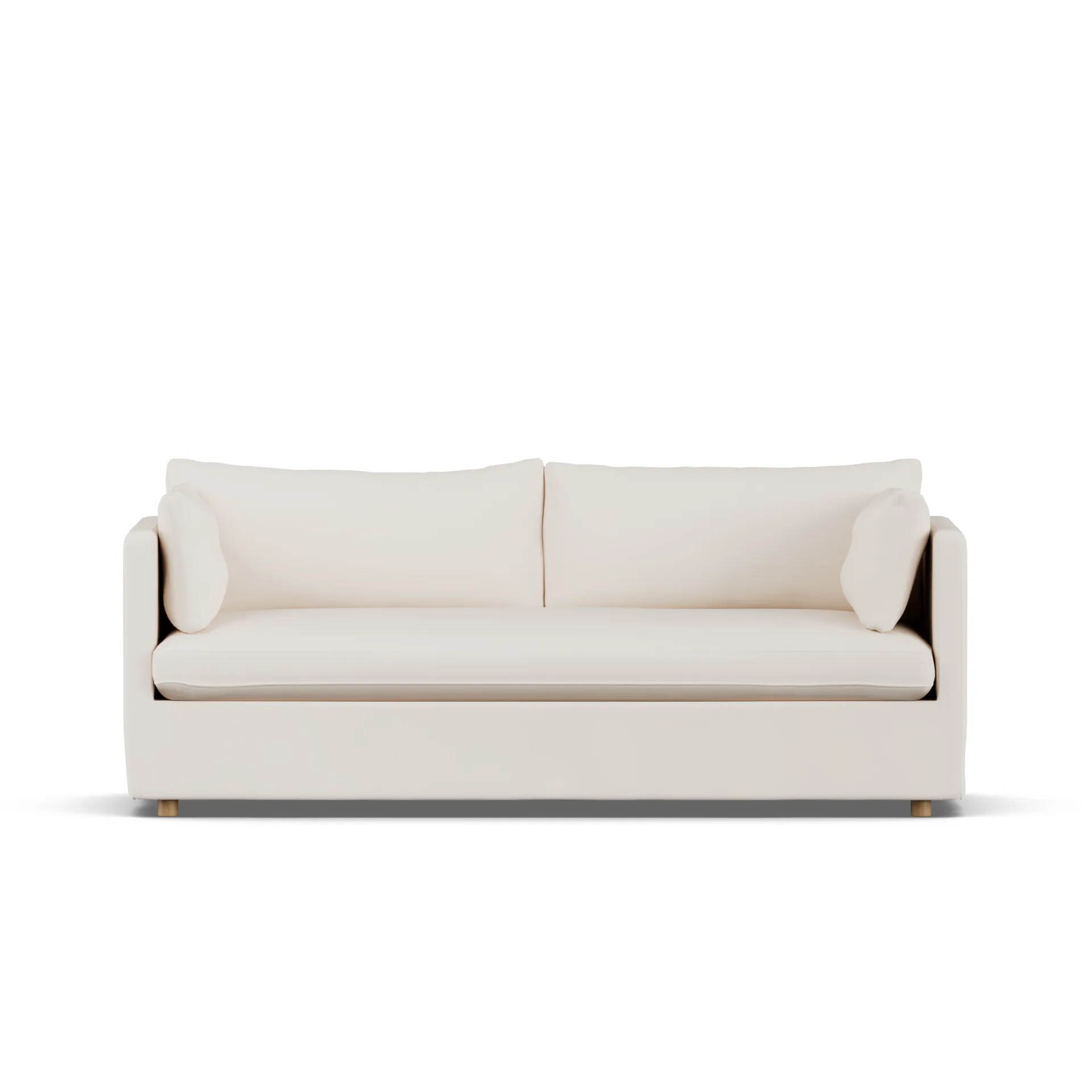 Linnevik sofa, Caleido beige 9600-hvitoljet eik, 3-seters, med skjørt 1898
