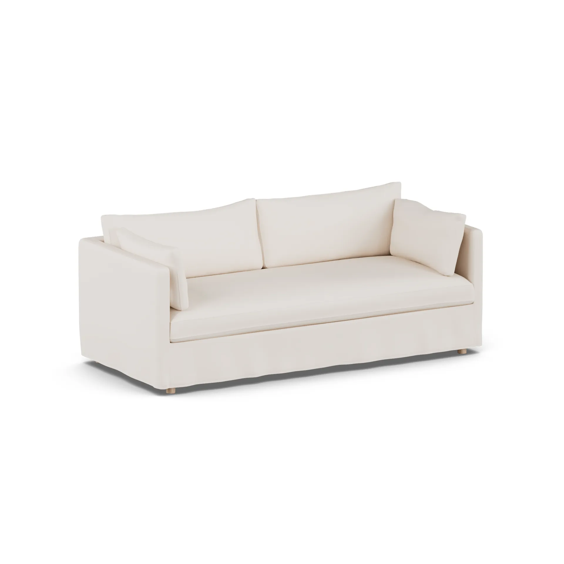 Linnevik sofa, Caleido beige 9600-hvitoljet eik, 3-seters, med skjørt 1898