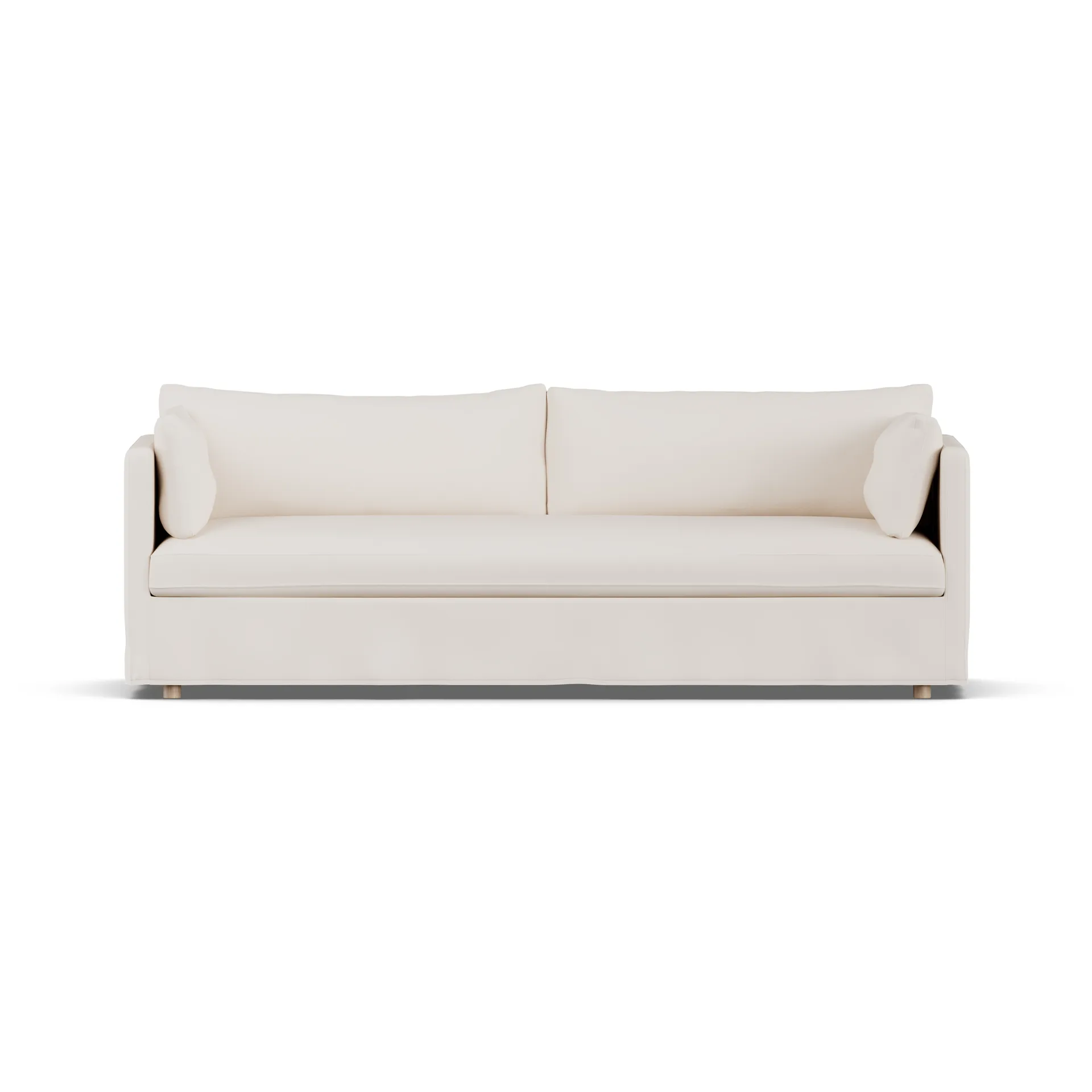 Linnevik sofa, Caleido beige 9600-hvitoljet eik, 4-seters, med skjørt 1898