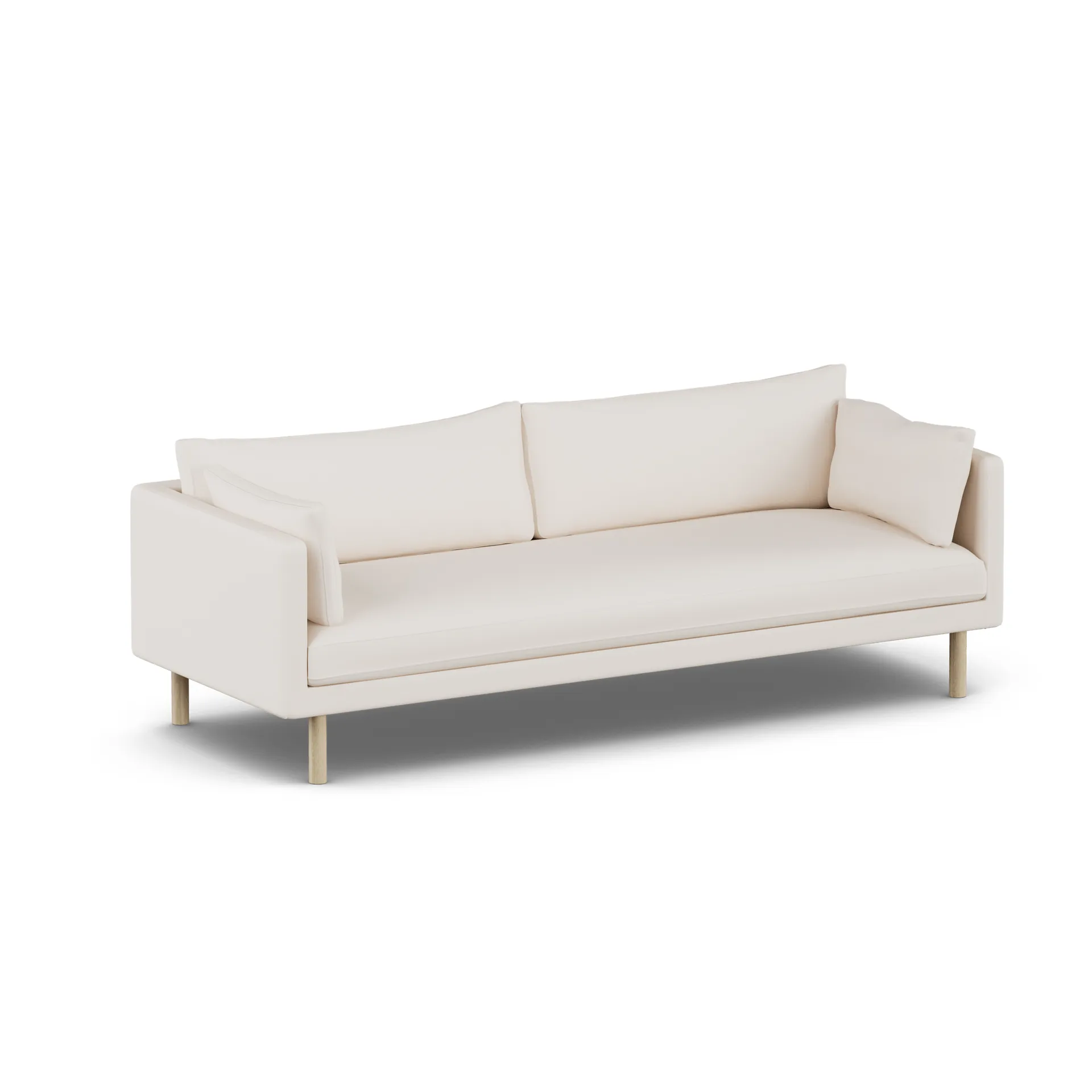 Linnevik sofa, Caleido Beige 9600-hvitoljet eik, 4-seters, uten skjørt 1898