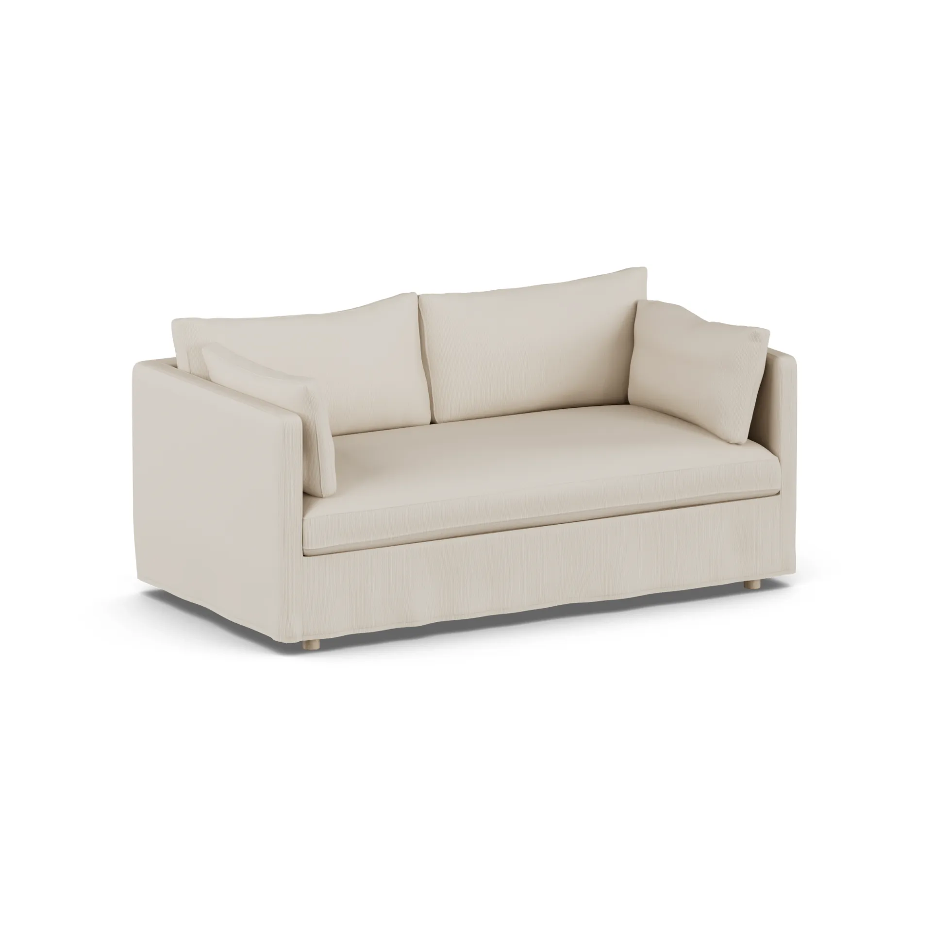 Linnevik sofa, Jump Beige 1956-hvitoljet eik, 2-seters, med skjørt 1898