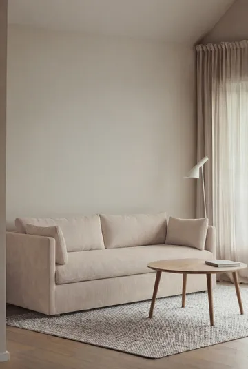 Linnevik sofa - Jump Beige 1956-hvitoljet eik, 3-seters, med skjørt - 1898