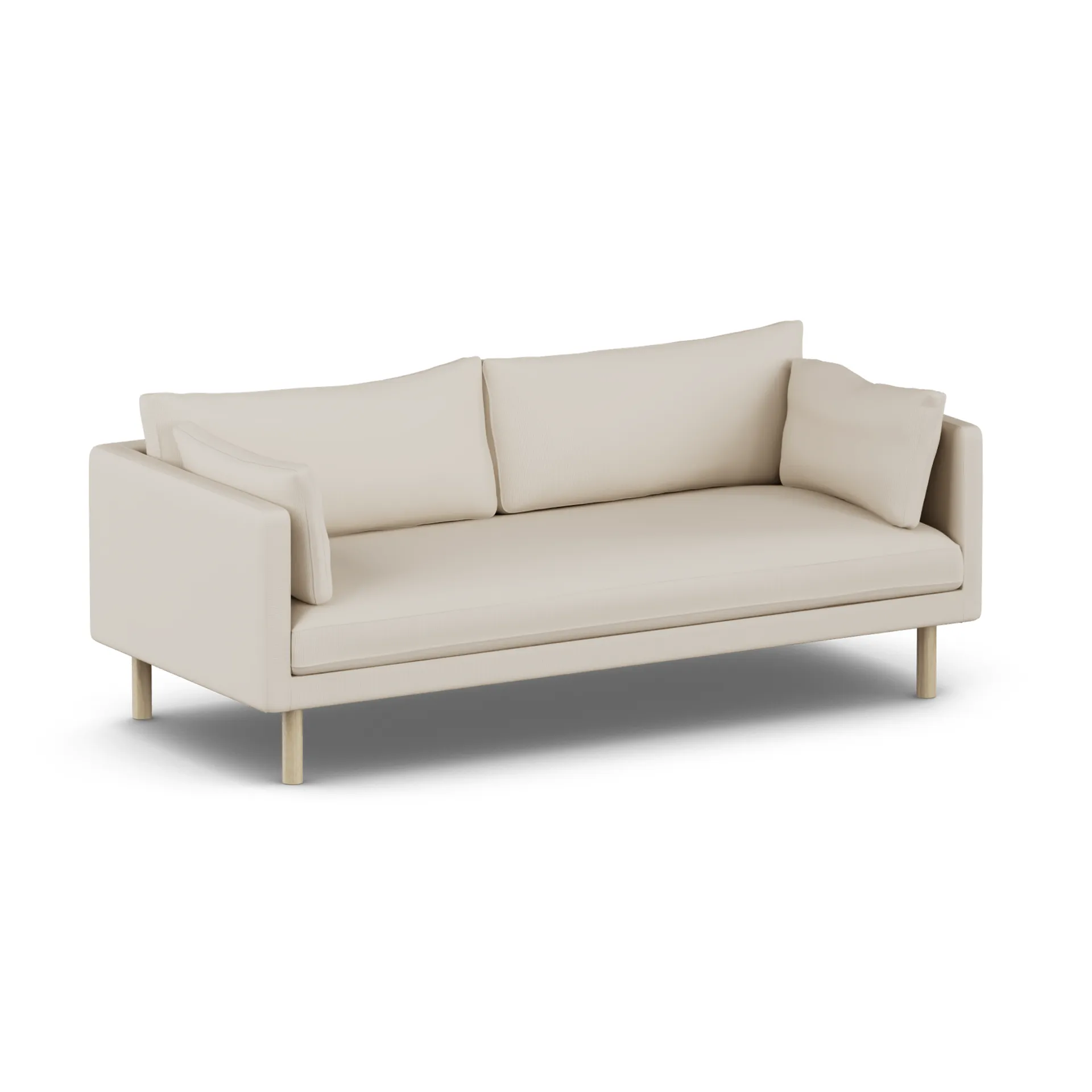 Linnevik sofa, Jump Beige 1956-hvitoljet eik, 3-seters, uten skjørt 1898
