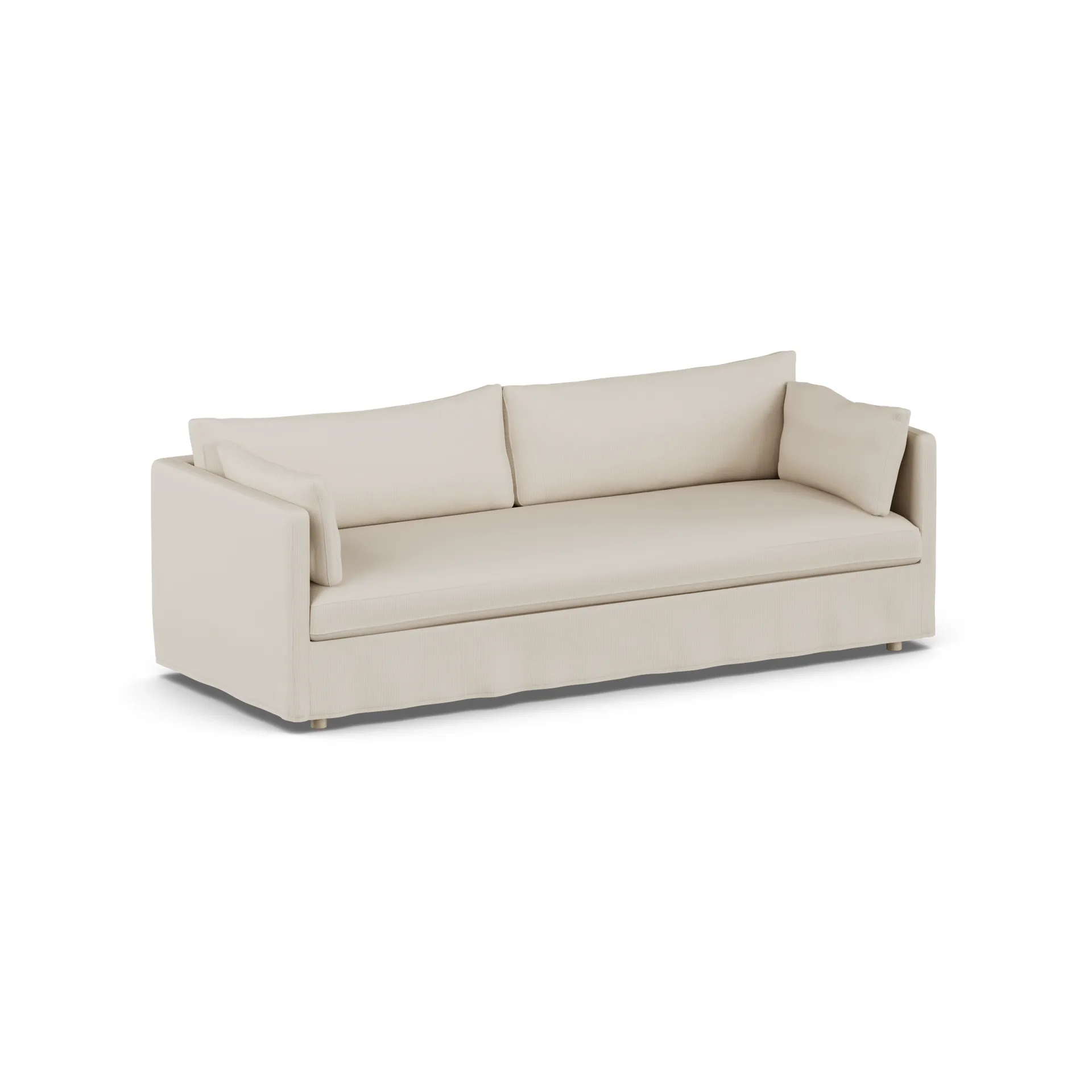 Linnevik sofa, Jump Beige 1956-hvitoljet eik, 4-seters, med skjørt 1898