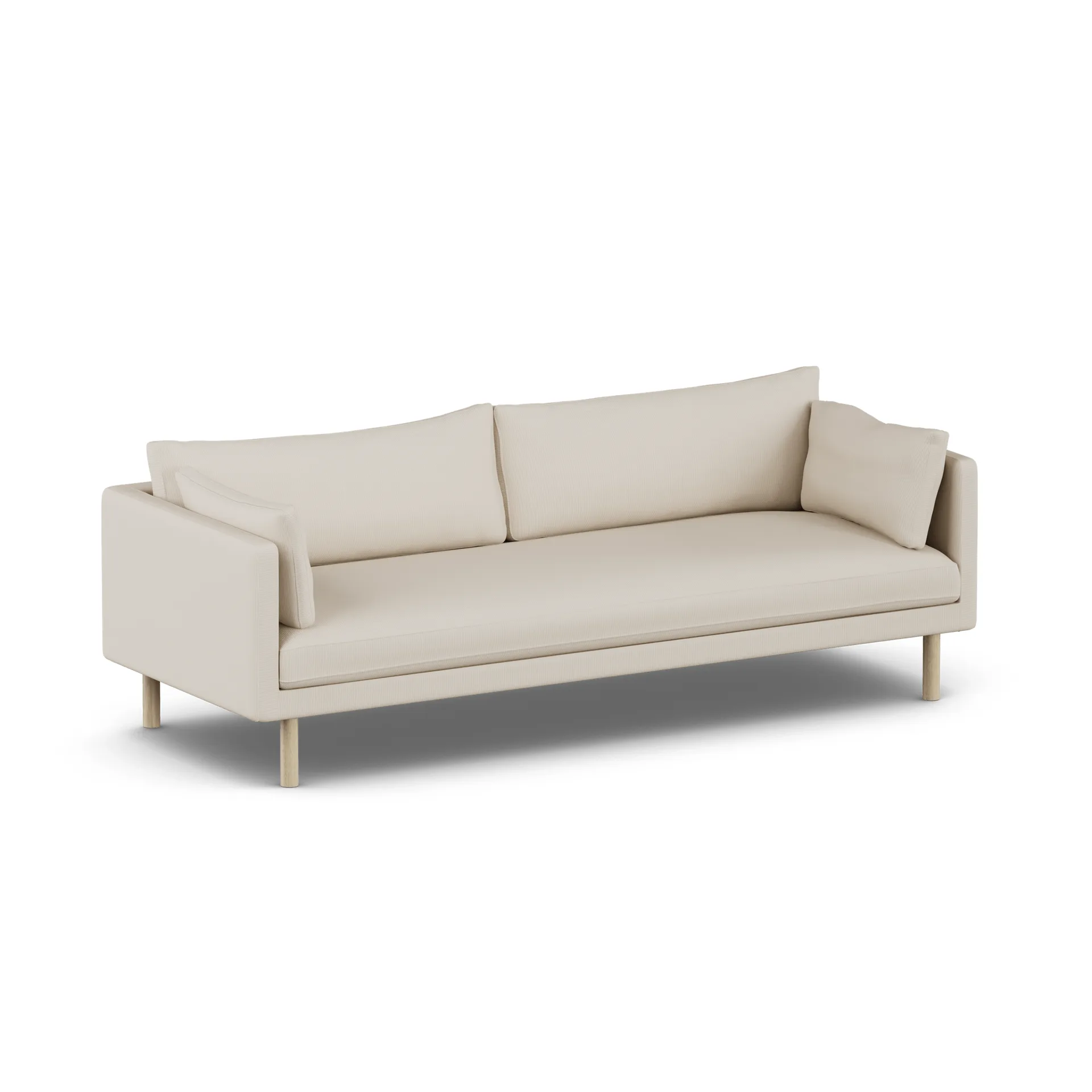 Linnevik sofa, Jump Beige 1956-hvitoljet eik, 4-seters, uten skjørt 1898